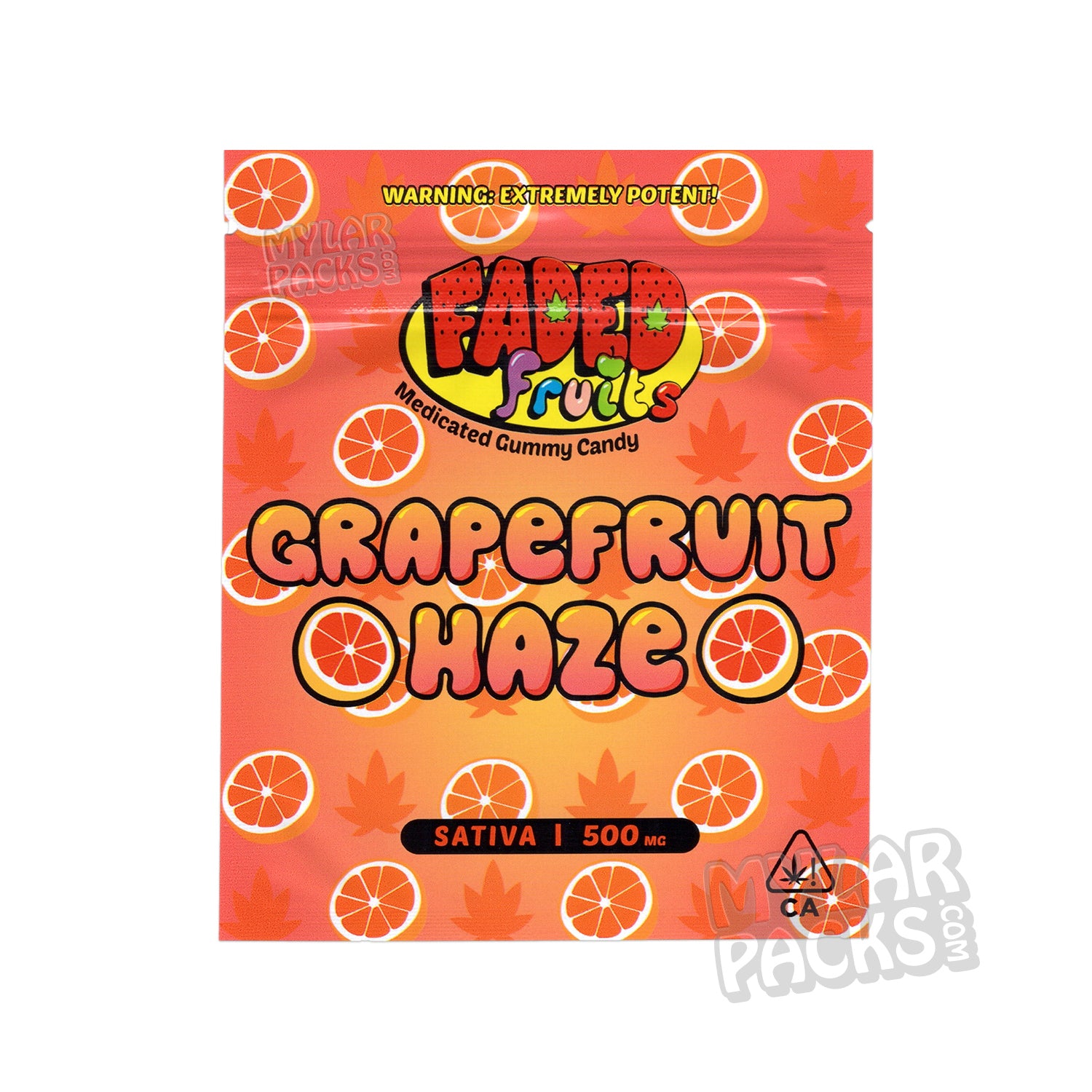 Faded Fruits Grapefruit Haze 500 mg Bolsa de Mylar vacía Comestibles Envase de dulces