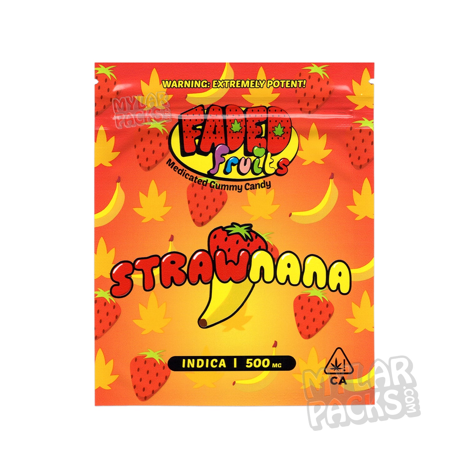 Frutos descoloridos Strawnana 500 mg Bolsa de Mylar vacía Envase de dulces comestibles