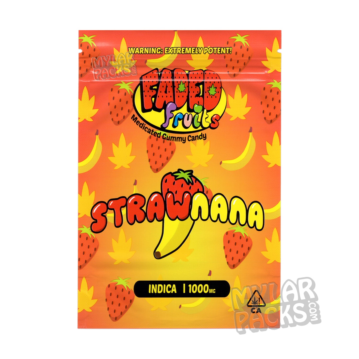 Frutos descoloridos Strawnana 1000 mg Bolsa de Mylar vacía Envase de dulces comestibles