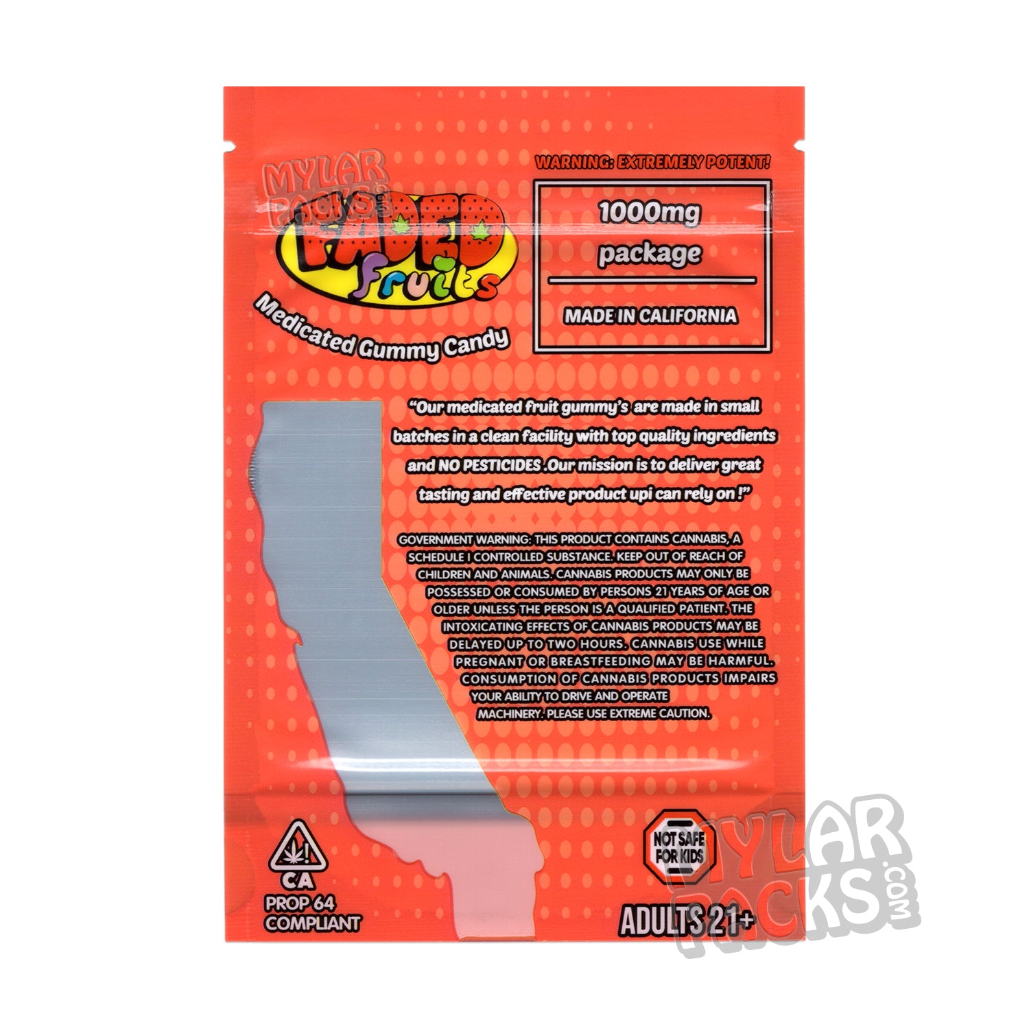 Frutos descoloridos Strawnana 1000 mg Bolsa de Mylar vacía Envase de dulces comestibles