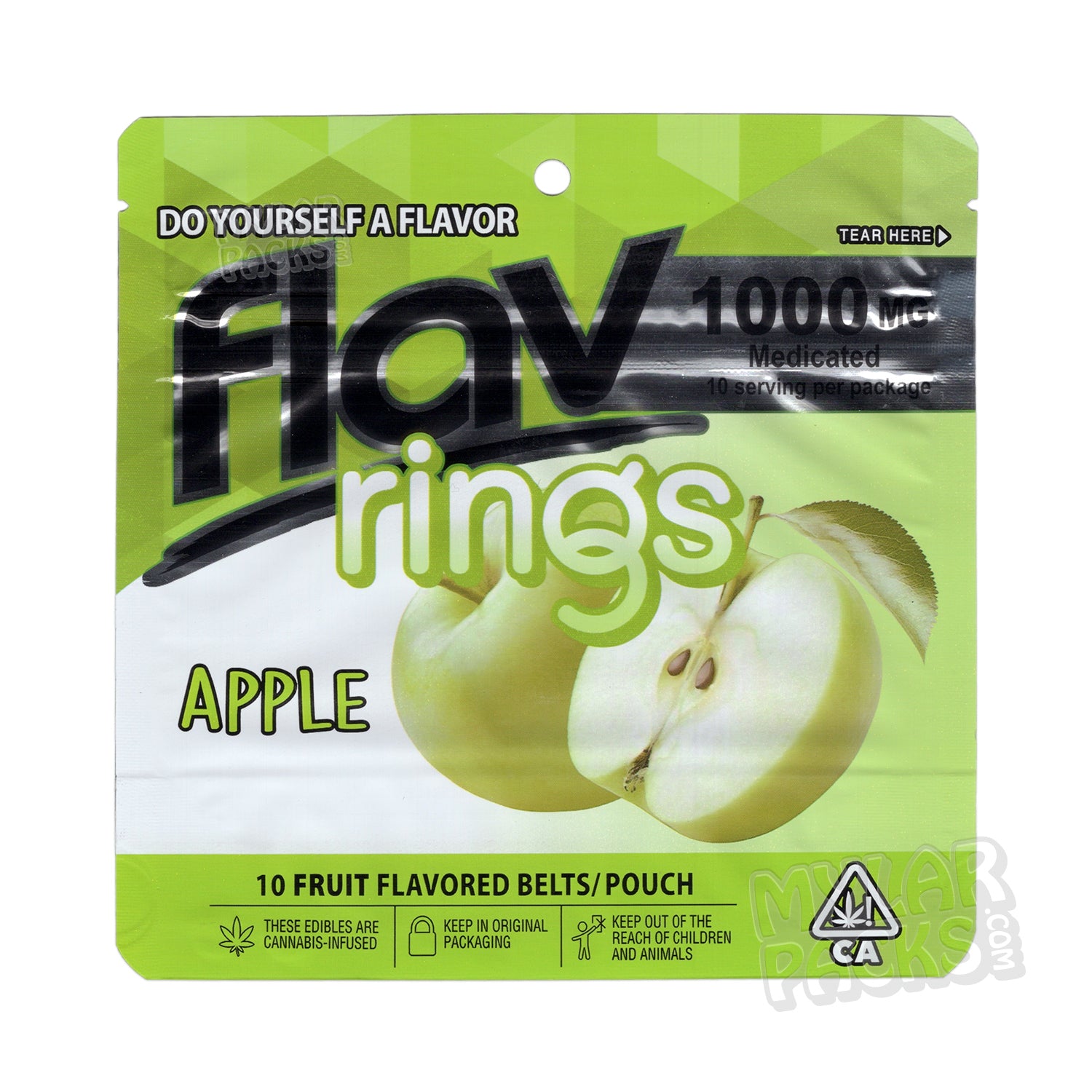Flav Apple Rings 1000mg Gummies Empty Mylar Bag Edibles Packaging