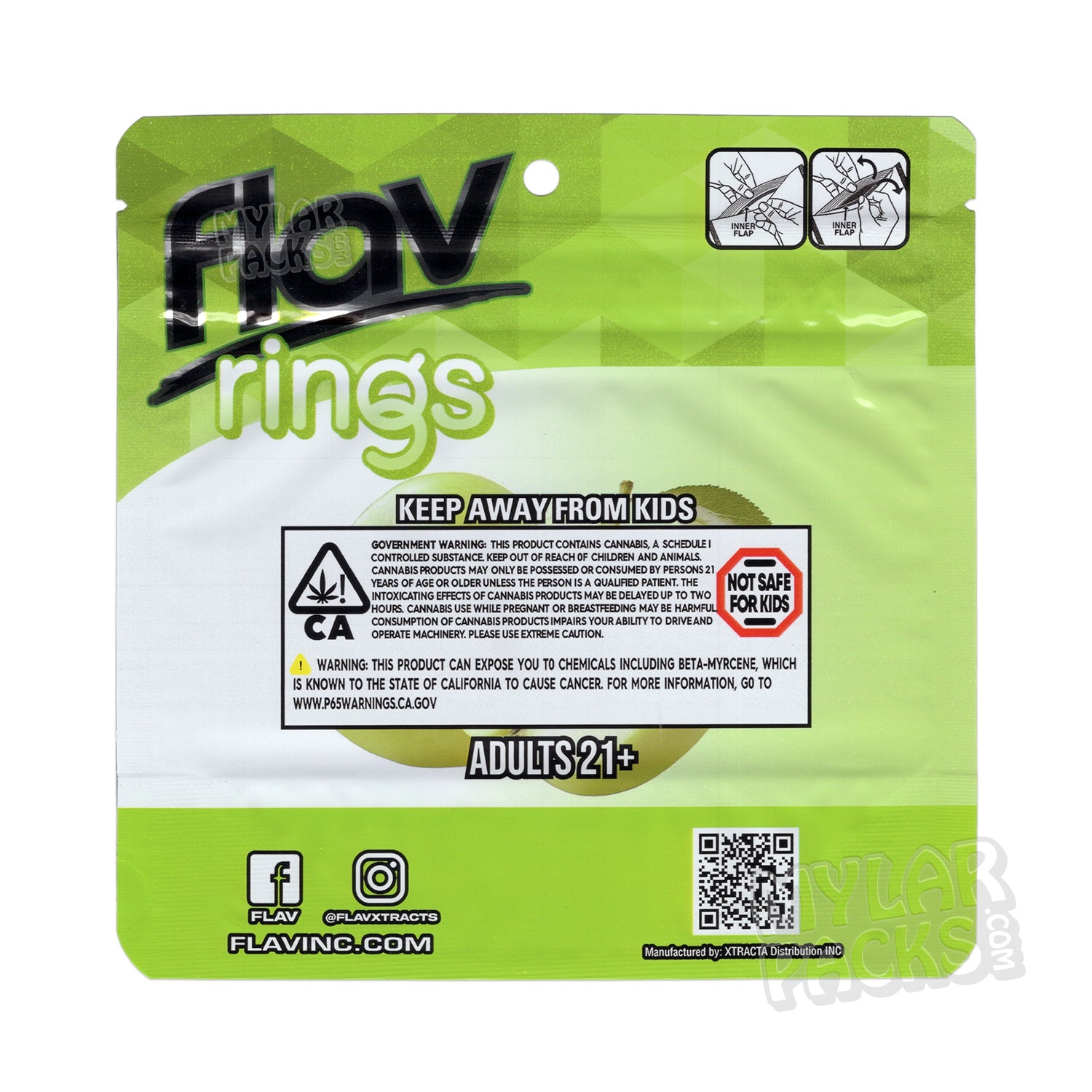 Flav Apple Rings 1000mg Gummies Empty Mylar Bag Edibles Packaging