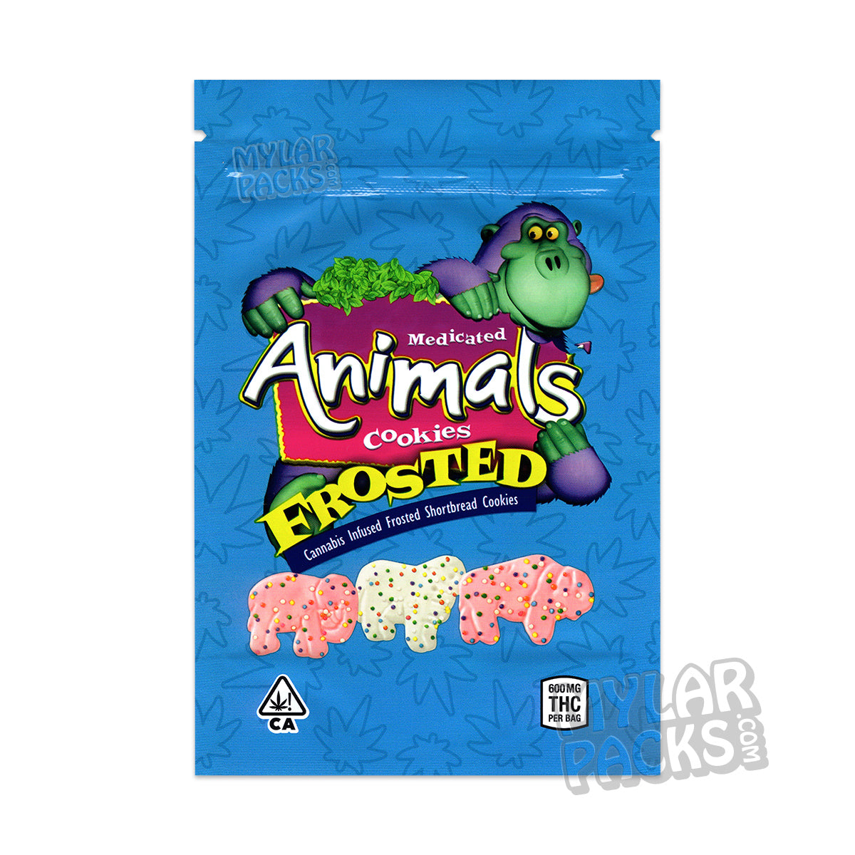 Animal Frosted Cookies 600mg Empty Edibles Mylar Bag Snacks Packaging