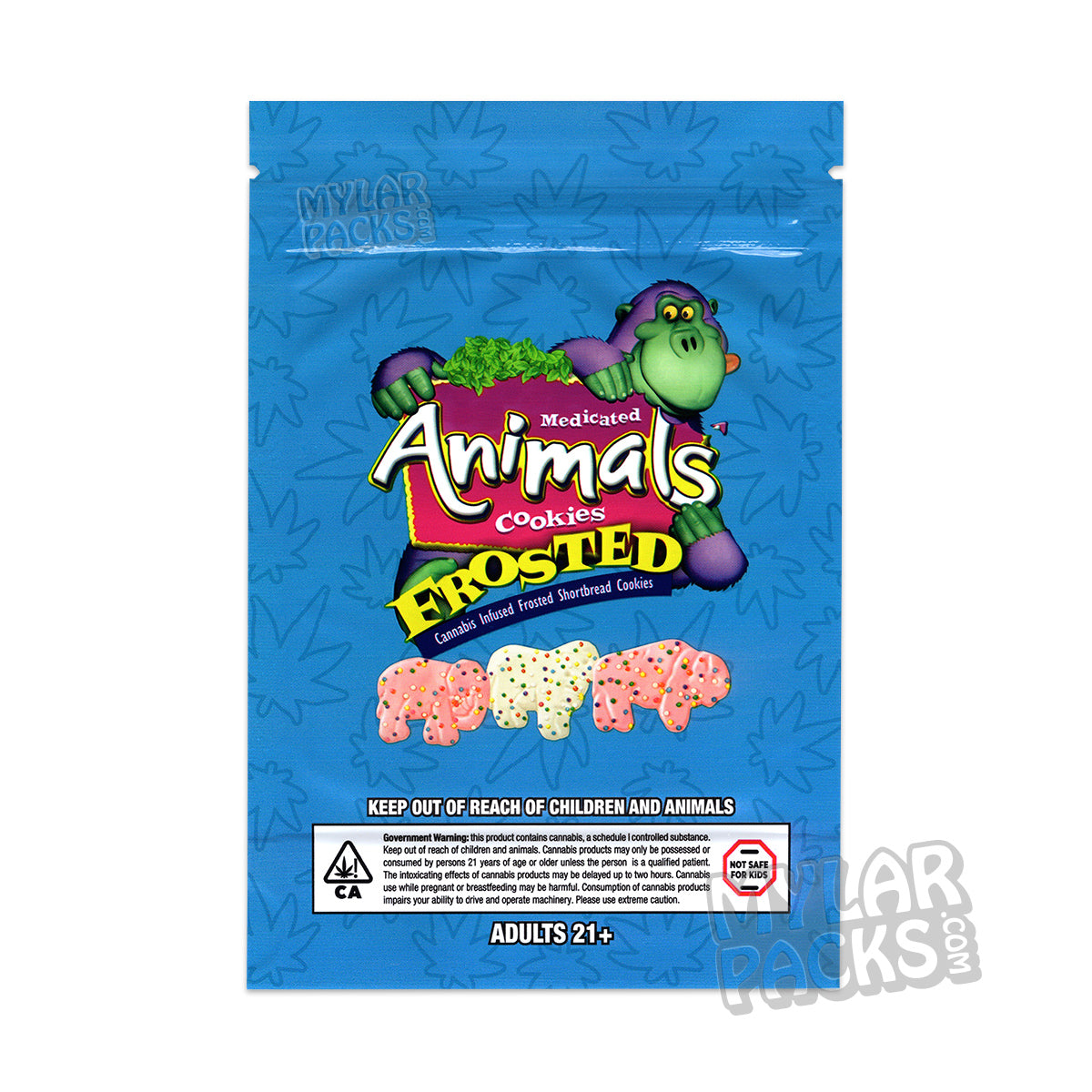 Animal Frosted Cookies 600mg Empty Edibles Mylar Bag Snacks Packaging