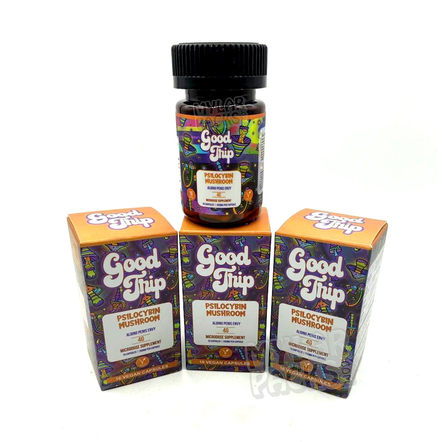 Pastillas de hongos vacías Good Trip de 4 g, cápsulas veganas, envase de psilocibina