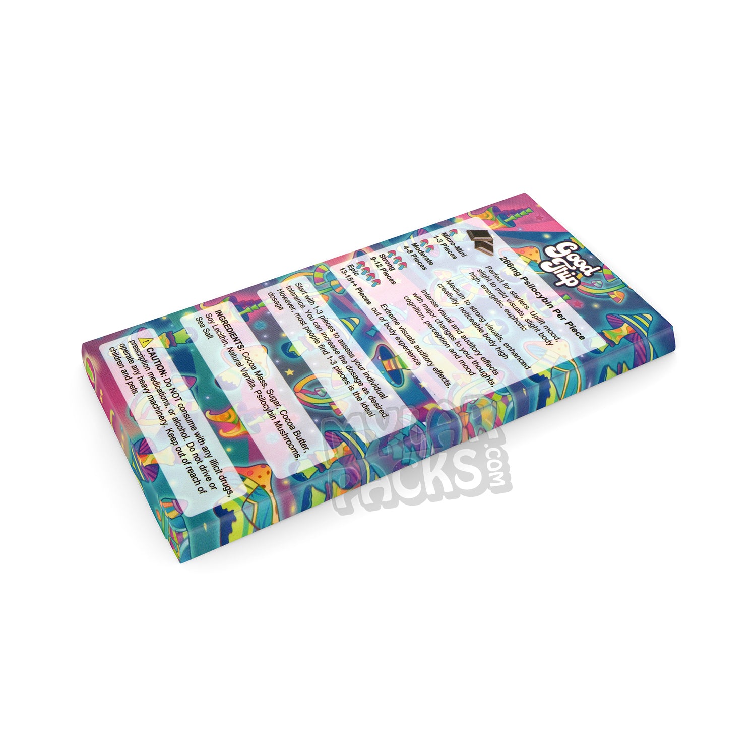Caja vacía de embalaje para barra de hongos mágicos de chocolate negro Good Trip