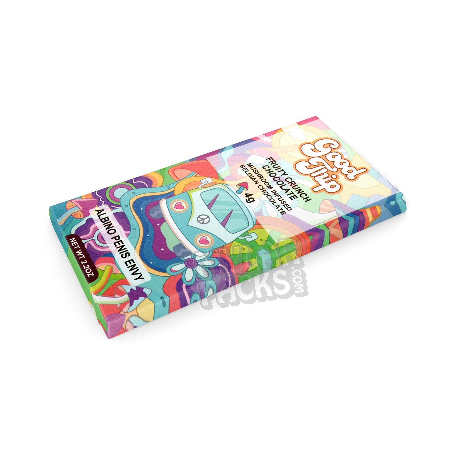 Caja vacía de embalaje para barra de setas mágicas con chocolate crujiente y fruta Good Trip