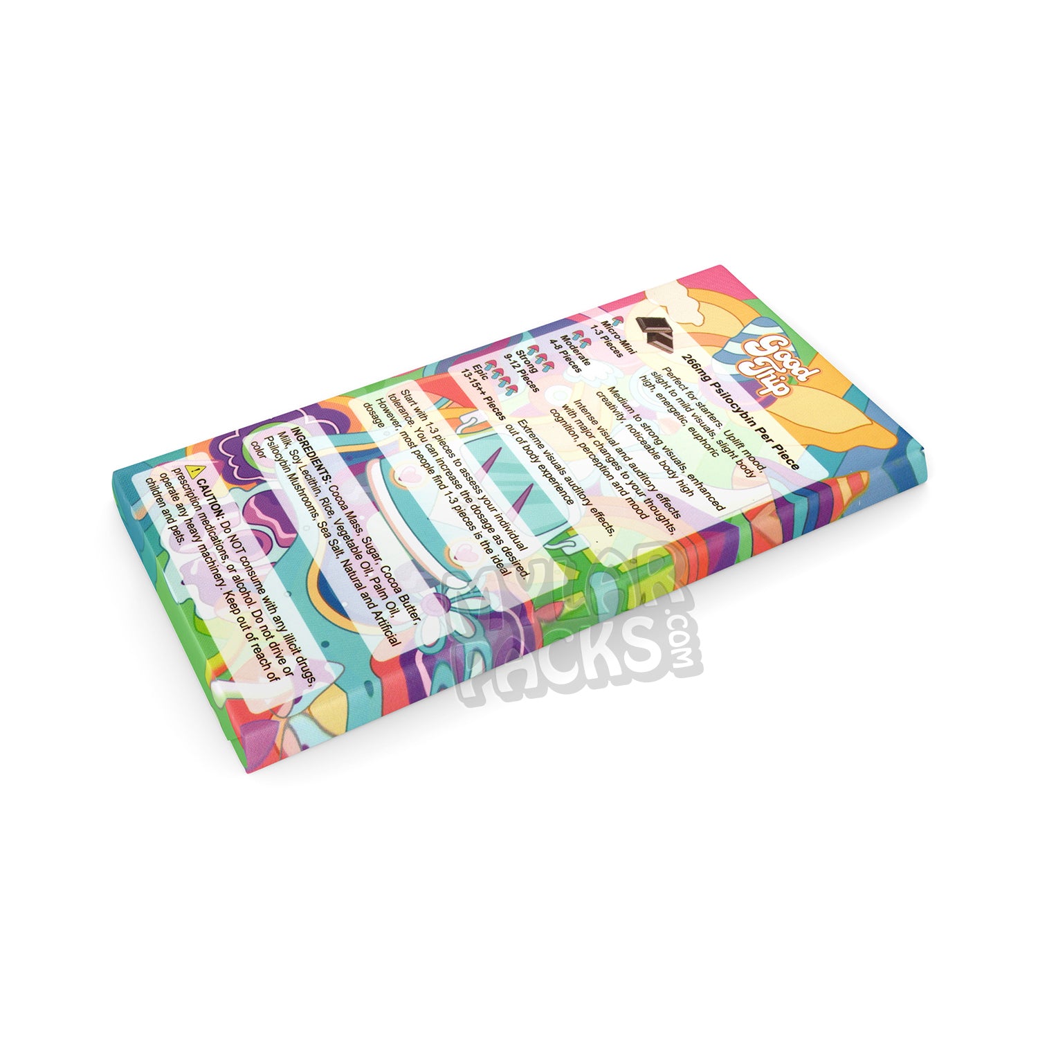 Caja vacía de embalaje para barra de setas mágicas con chocolate crujiente y fruta Good Trip