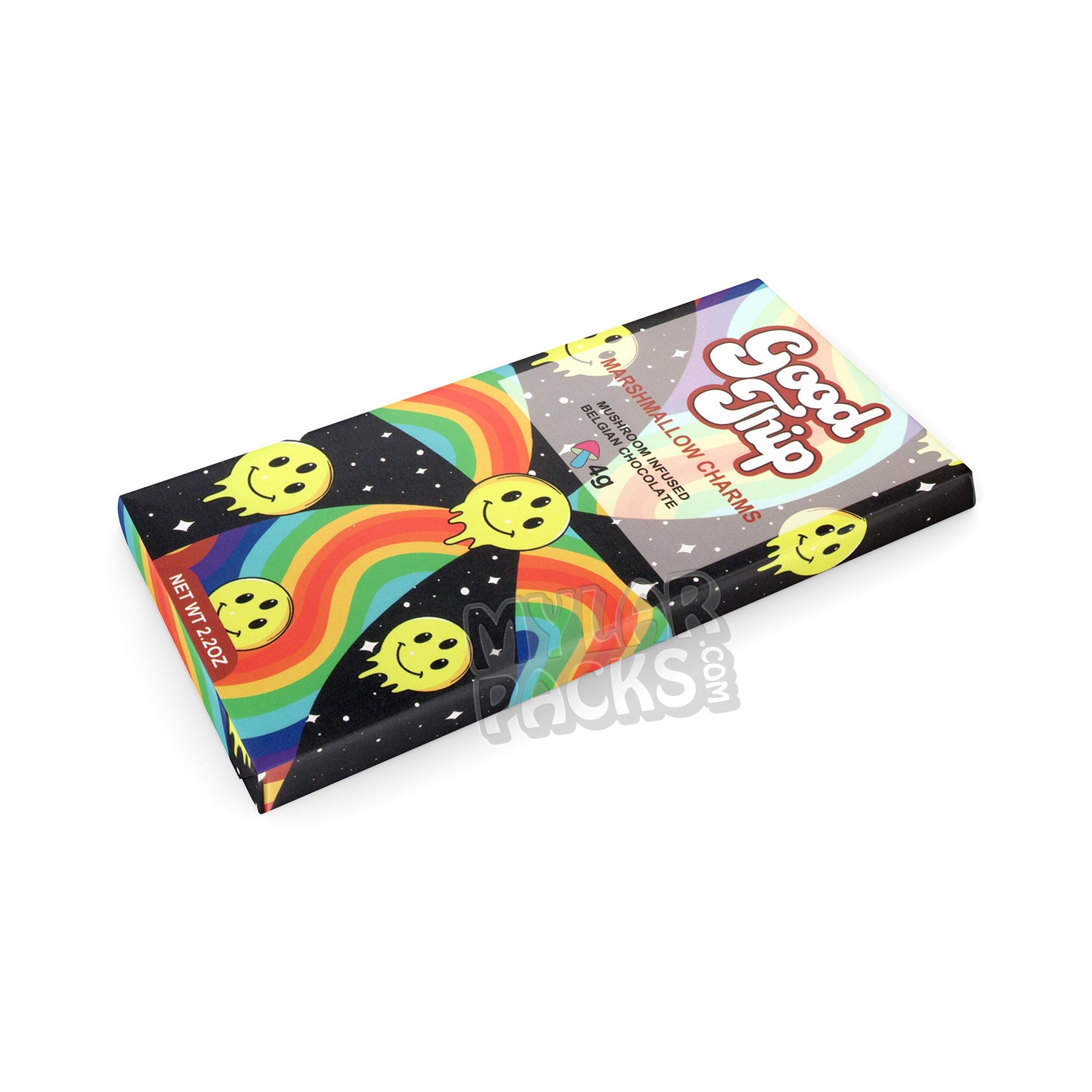 Caja vacía de setas mágicas con amuletos de malvavisco y chocolate Good Trip
