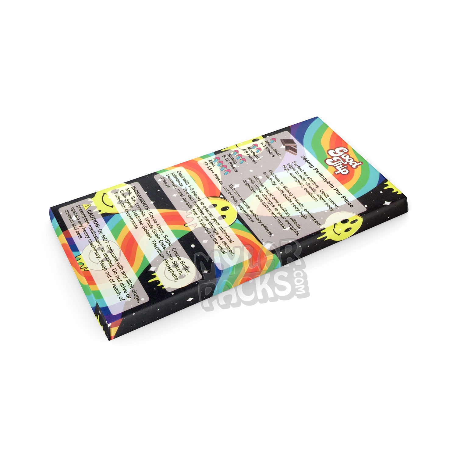Caja vacía de setas mágicas con amuletos de malvavisco y chocolate Good Trip