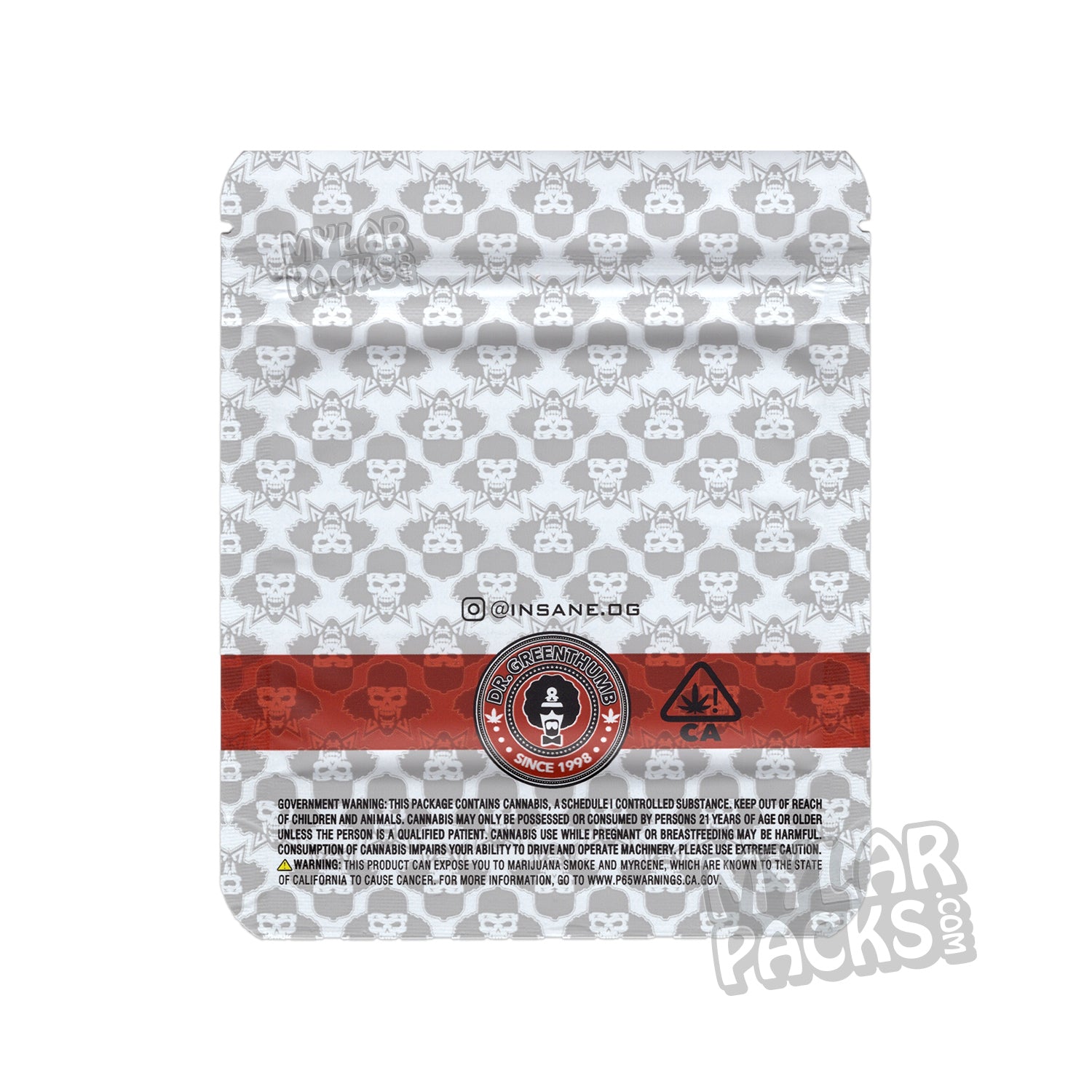 Insane Maraschino 3.5g Empty Mylar Bag Premium Flower Dry Herb Packaging