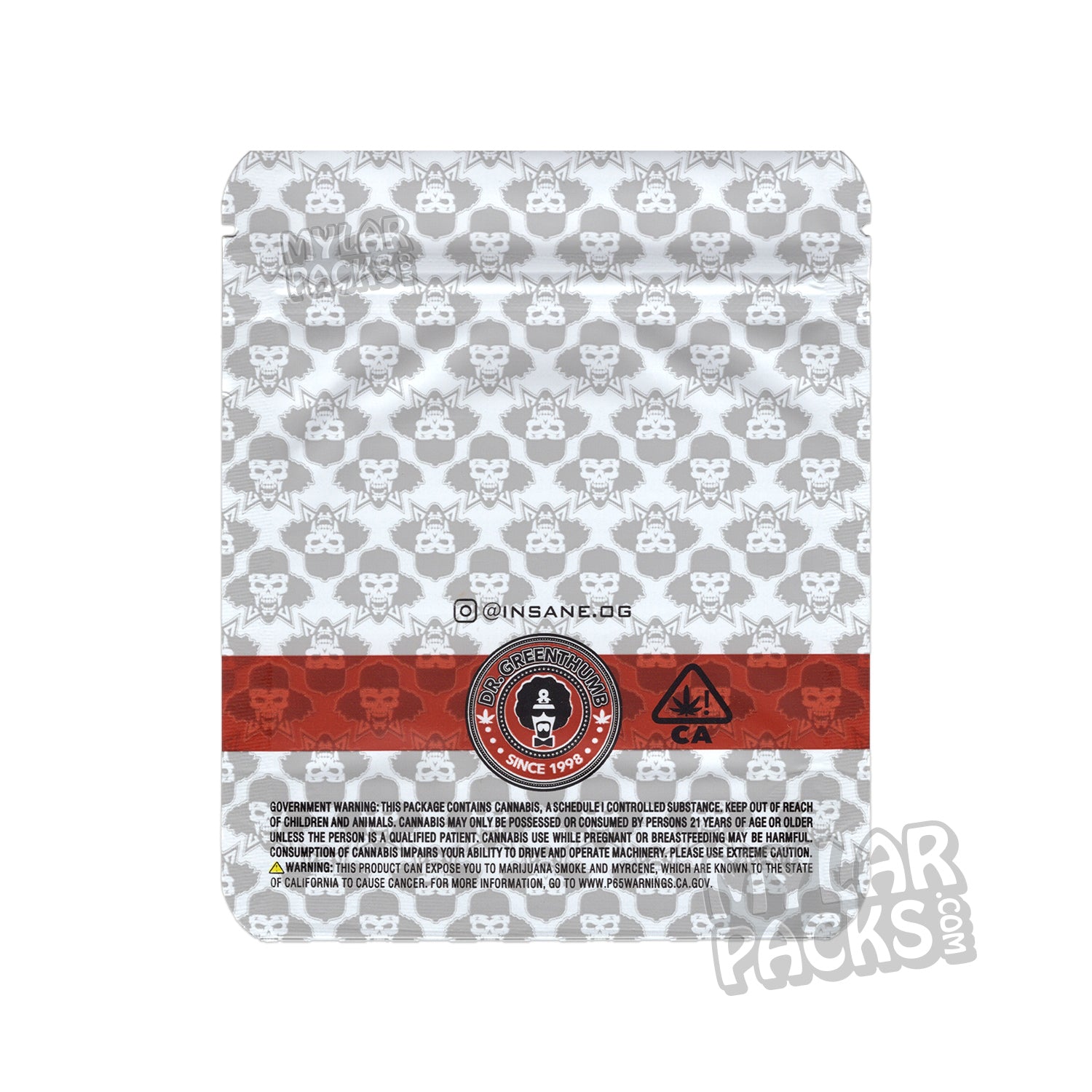 Bolsa de Mylar vacía de Insane Ruby Red de 3,5 g, embalaje premium para flores y hierbas secas
