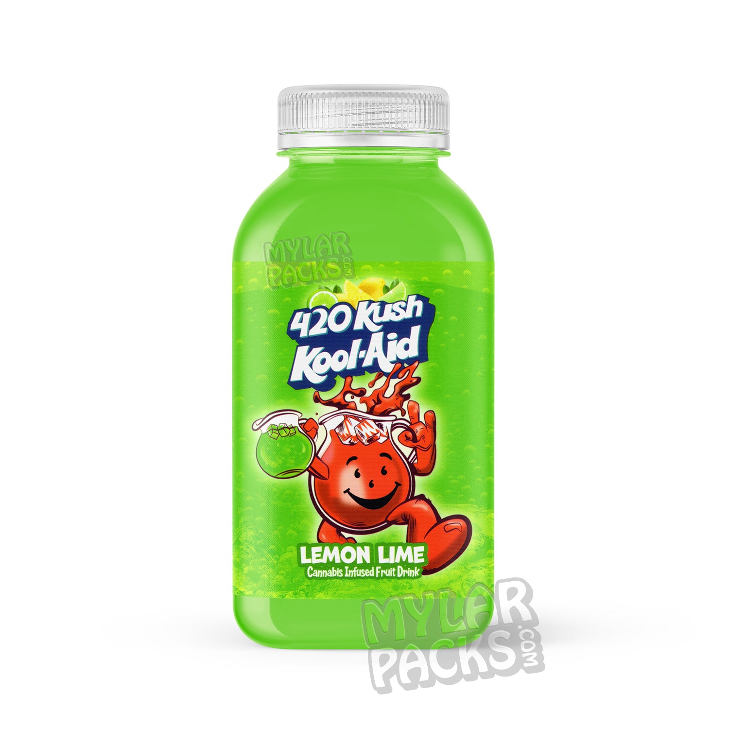 Etiqueta adhesiva envolvente para bebida infusionada con Kool-Aid 420 Kush de limón y lima (500 mg) (15 x 7 cm)