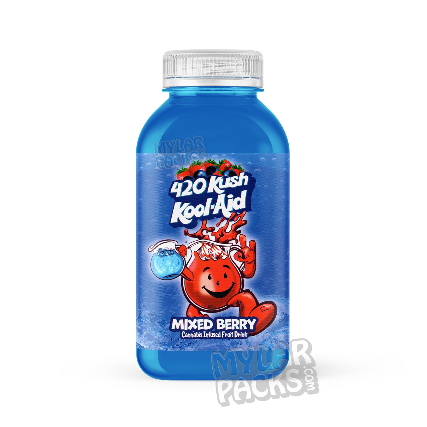 Etiqueta adhesiva envolvente para bebida infusionada con Kool-Aid 420 Kush de frutos rojos (500 mg) (15 x 7 cm)