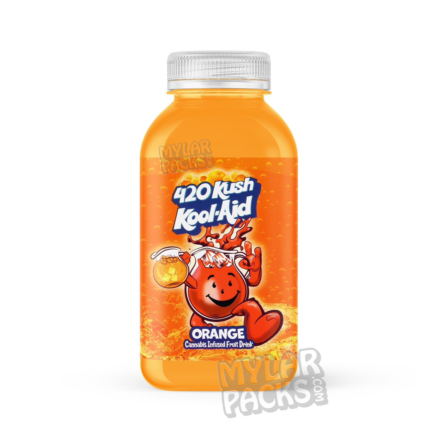 Etiqueta adhesiva envolvente para bebida infusionada con Kool-Aid de naranja 420 Kush de 500 mg (15,2 x 7,9 cm)
