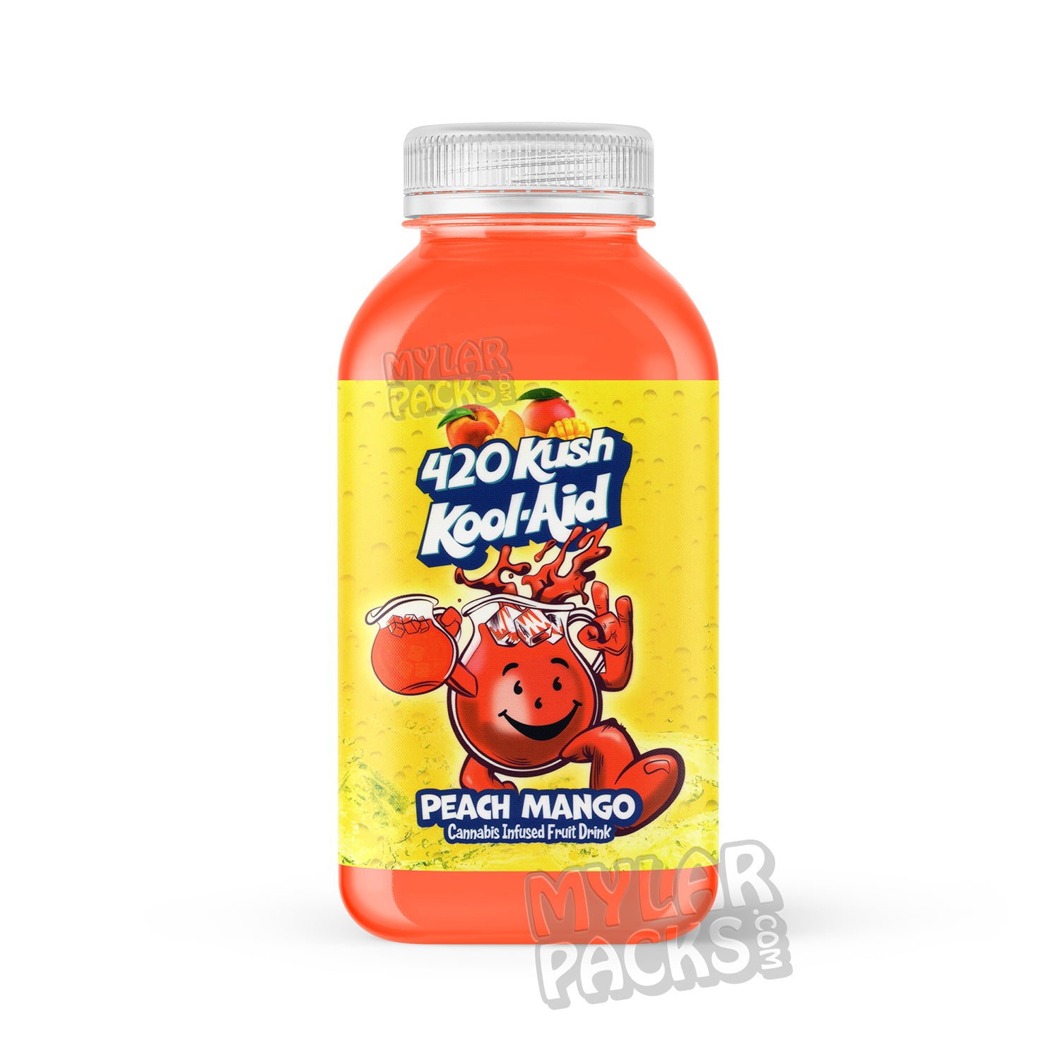Etiqueta adhesiva envolvente para bebida infusionada con Kool-Aid 420 Kush, sabor melocotón y mango (500 mg) (15,2 x 7,9 cm)