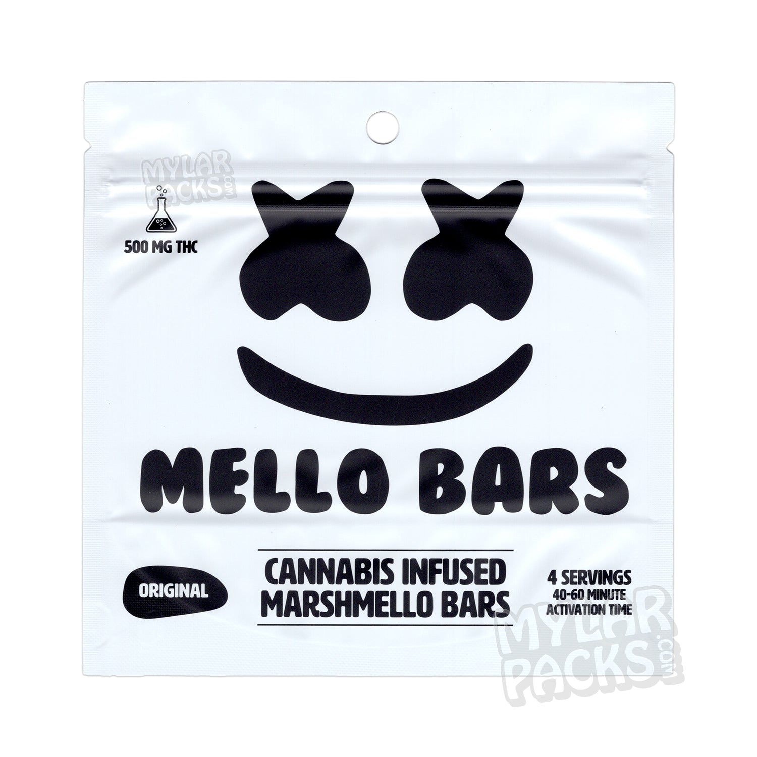 Barritas de malvavisco originales Mello Bars de 500 mg, bolsas de mylar vacías, envases comestibles