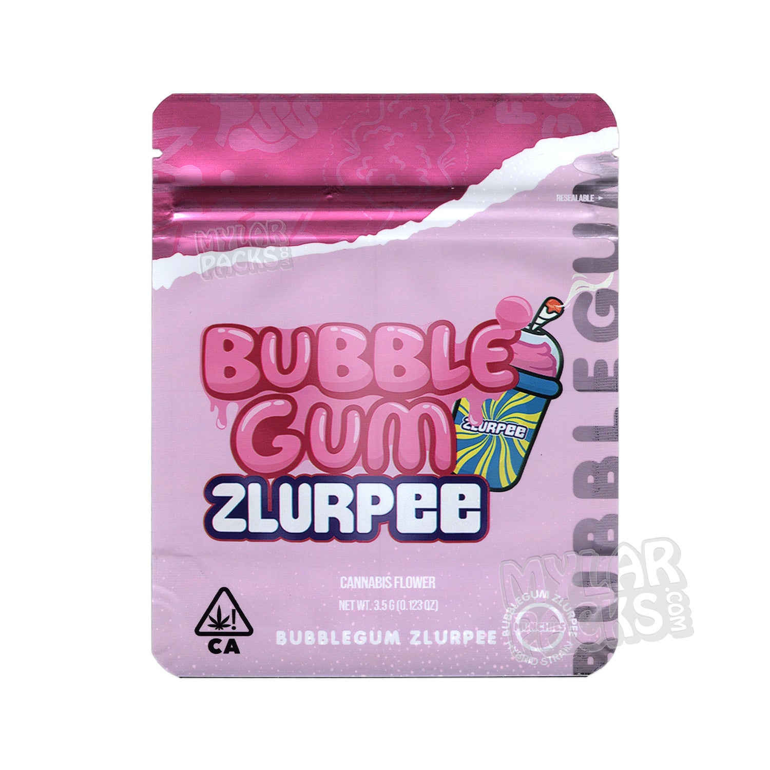 Chicle Zlurpee de Munchies, 3,5 g, vacío, antiolor, bolsa de mylar, embalaje floral