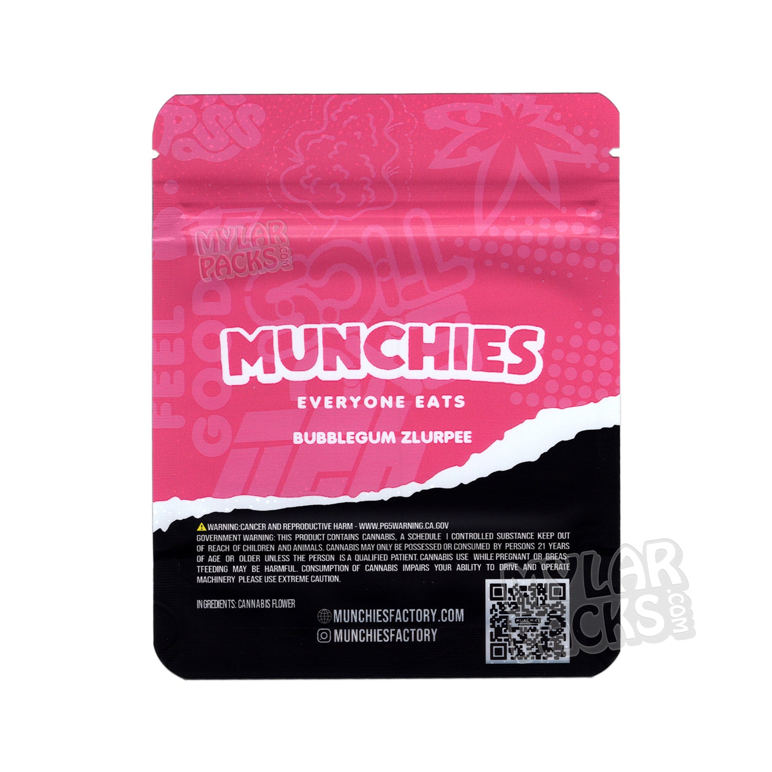 Chicle Zlurpee de Munchies, 3,5 g, vacío, antiolor, bolsa de mylar, embalaje floral