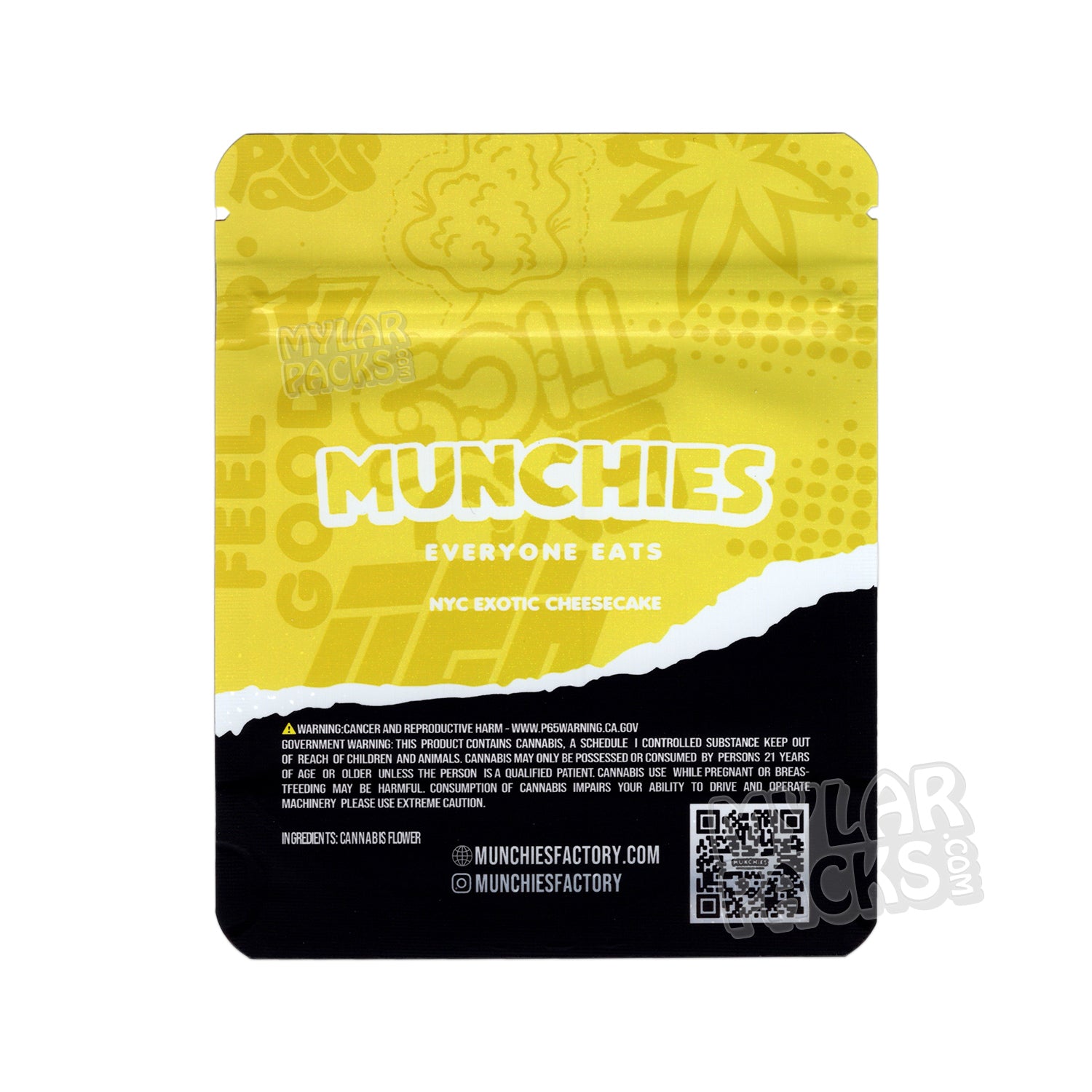 Tarta de queso exótica NYC de Munchies, 3,5 g, vacía, antiolor, bolsa de mylar, embalaje con forma de flor