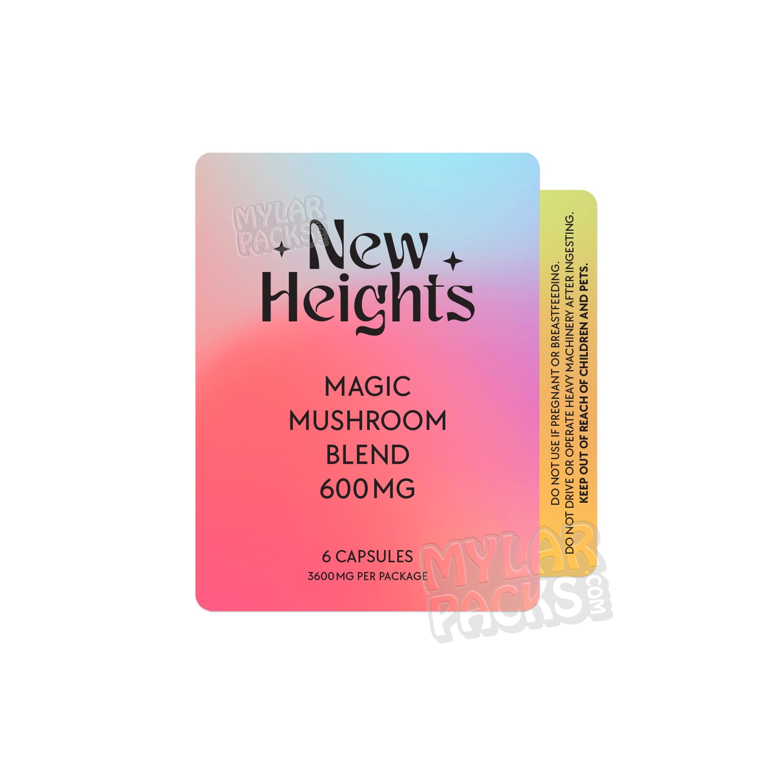 New Heights 3600mg Empty Shroom Pills Capsules Bottle Psilocybin  Packaging
