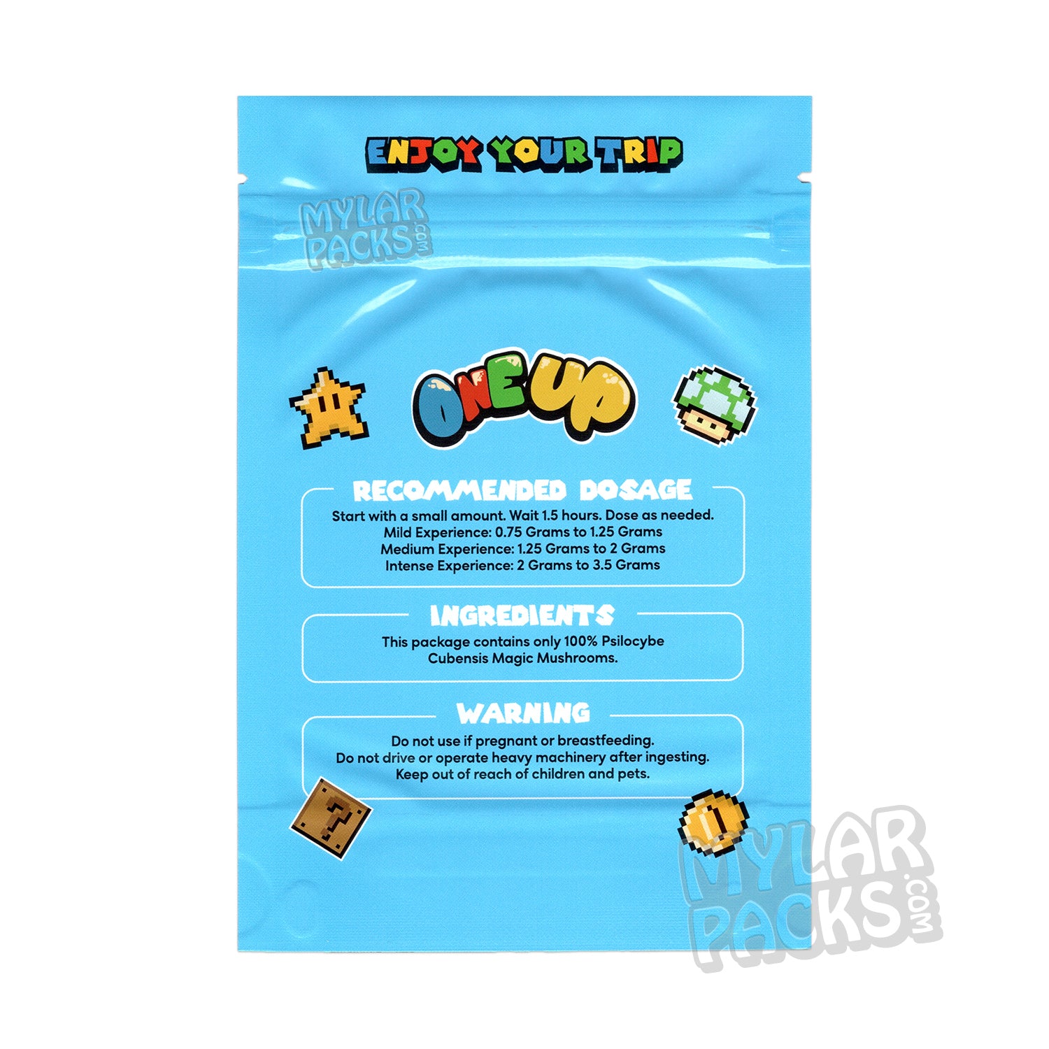 One Up Super Mario Empty Magic Mushroom Bags Psilocybin Shrooms Mylar Packaging