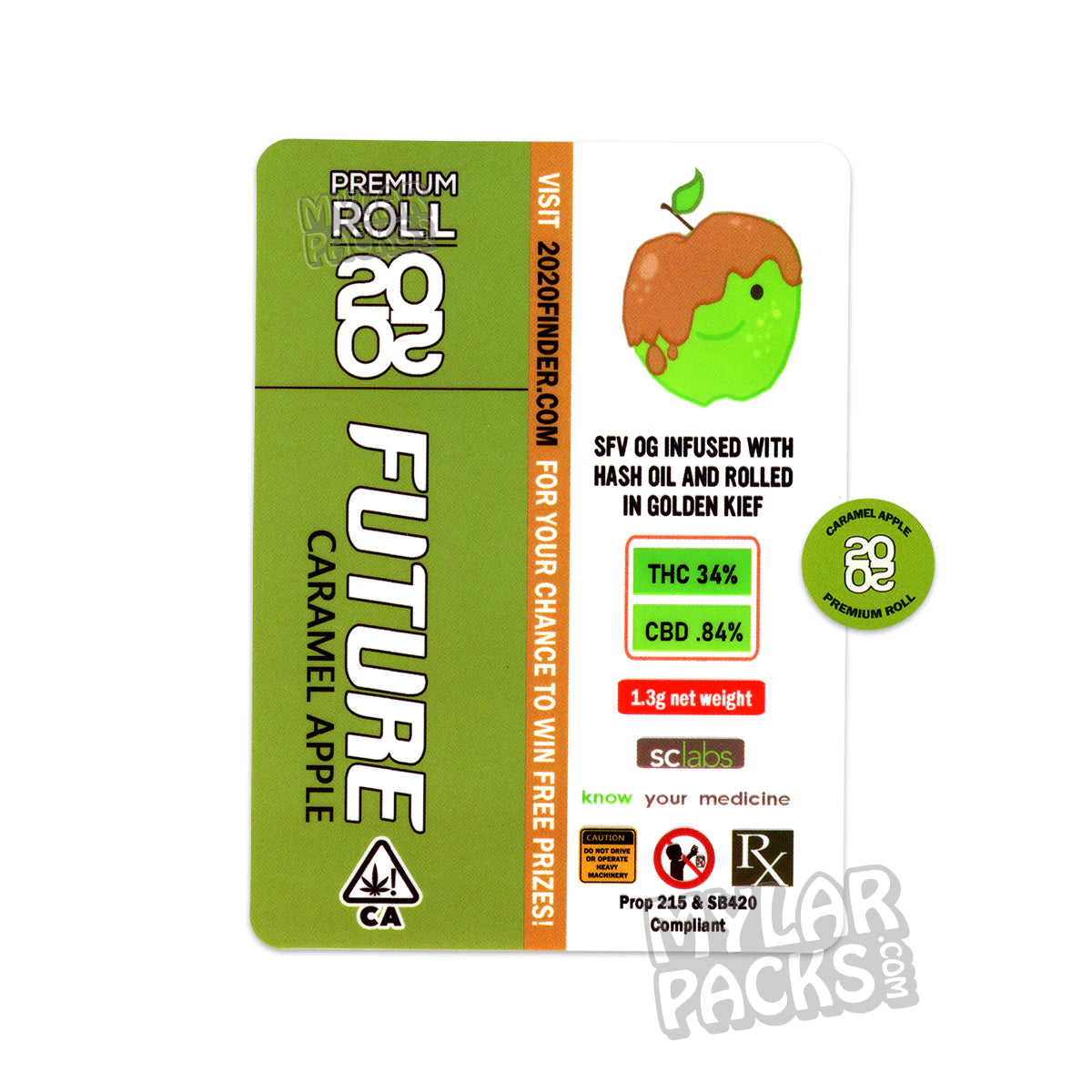 2020 Future Caramel Apple Premium Single Empty Preroll with Pyrex Glass Tube Herb Packaging