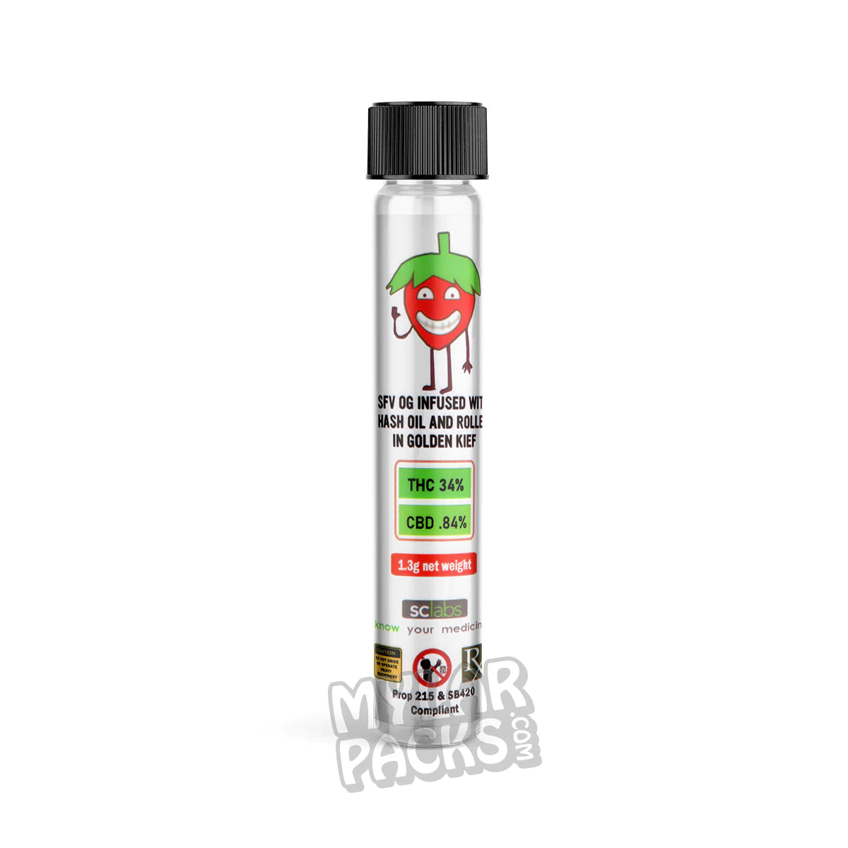 Preroll individual vacío Future Strawberry Premium 2020 con tubo de vidrio Pyrex para hierbas
