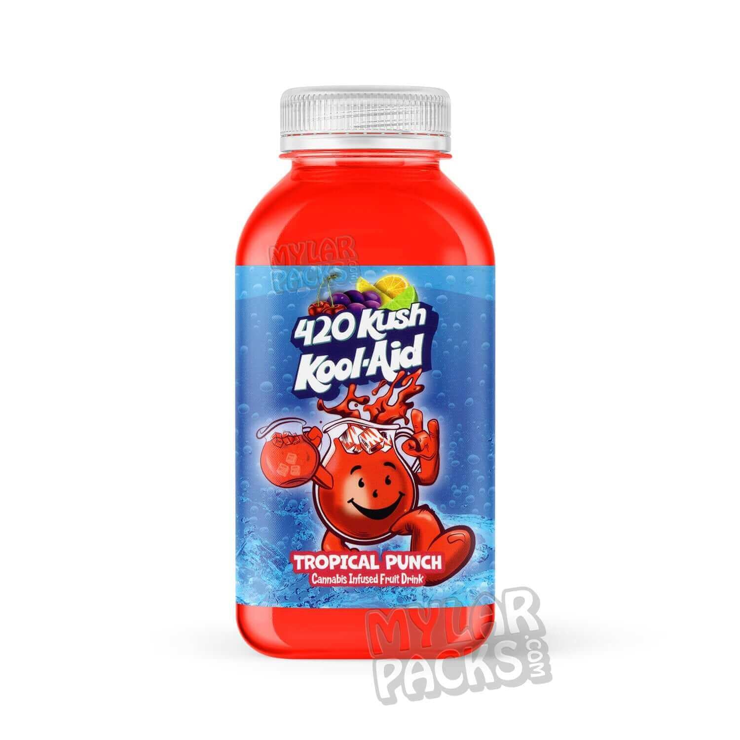 Etiqueta adhesiva envolvente para bebida infusionada 420 Kush Kool-Aid Tropical Punch de 500 mg (15,24 cm x 7,94 cm)