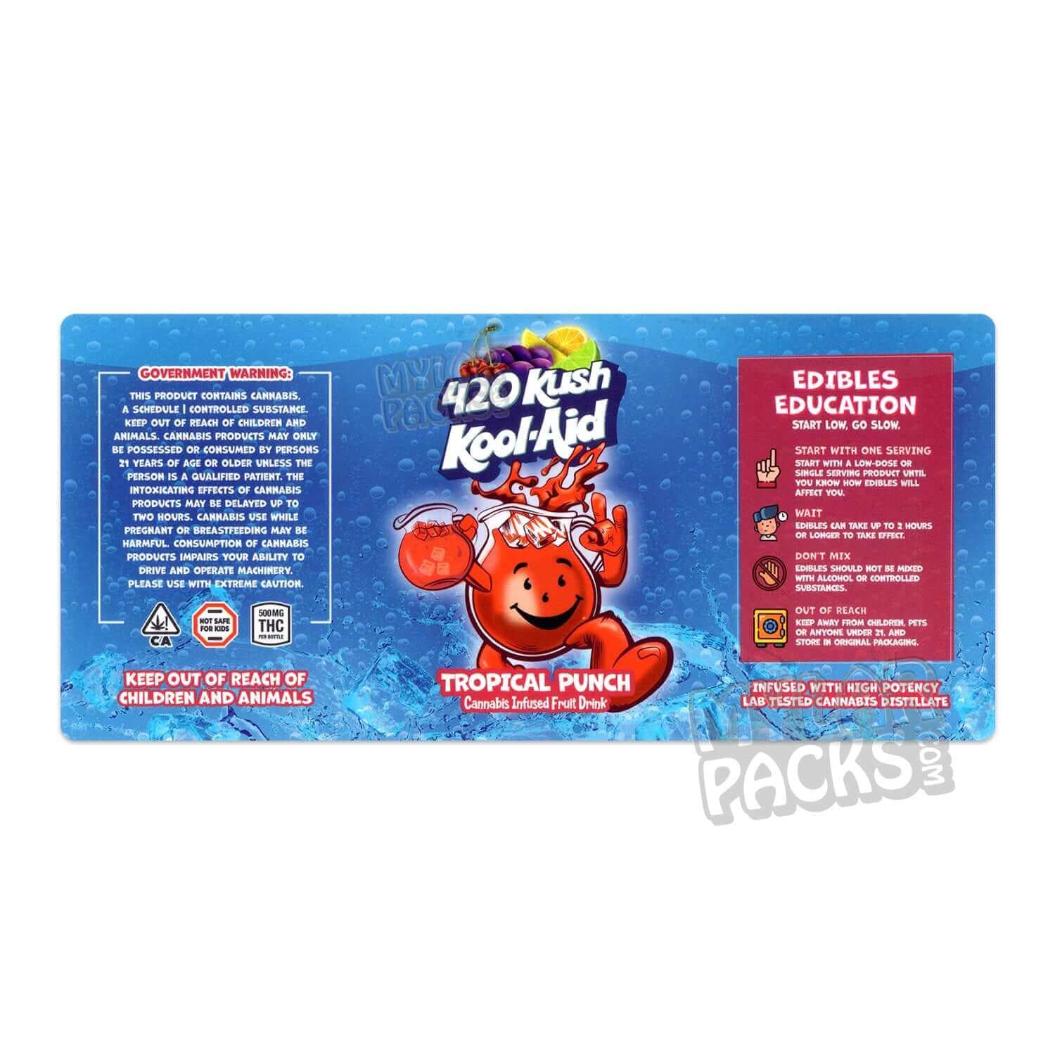 Etiqueta adhesiva envolvente para bebida infusionada 420 Kush Kool-Aid Tropical Punch de 500 mg (15,24 cm x 7,94 cm)