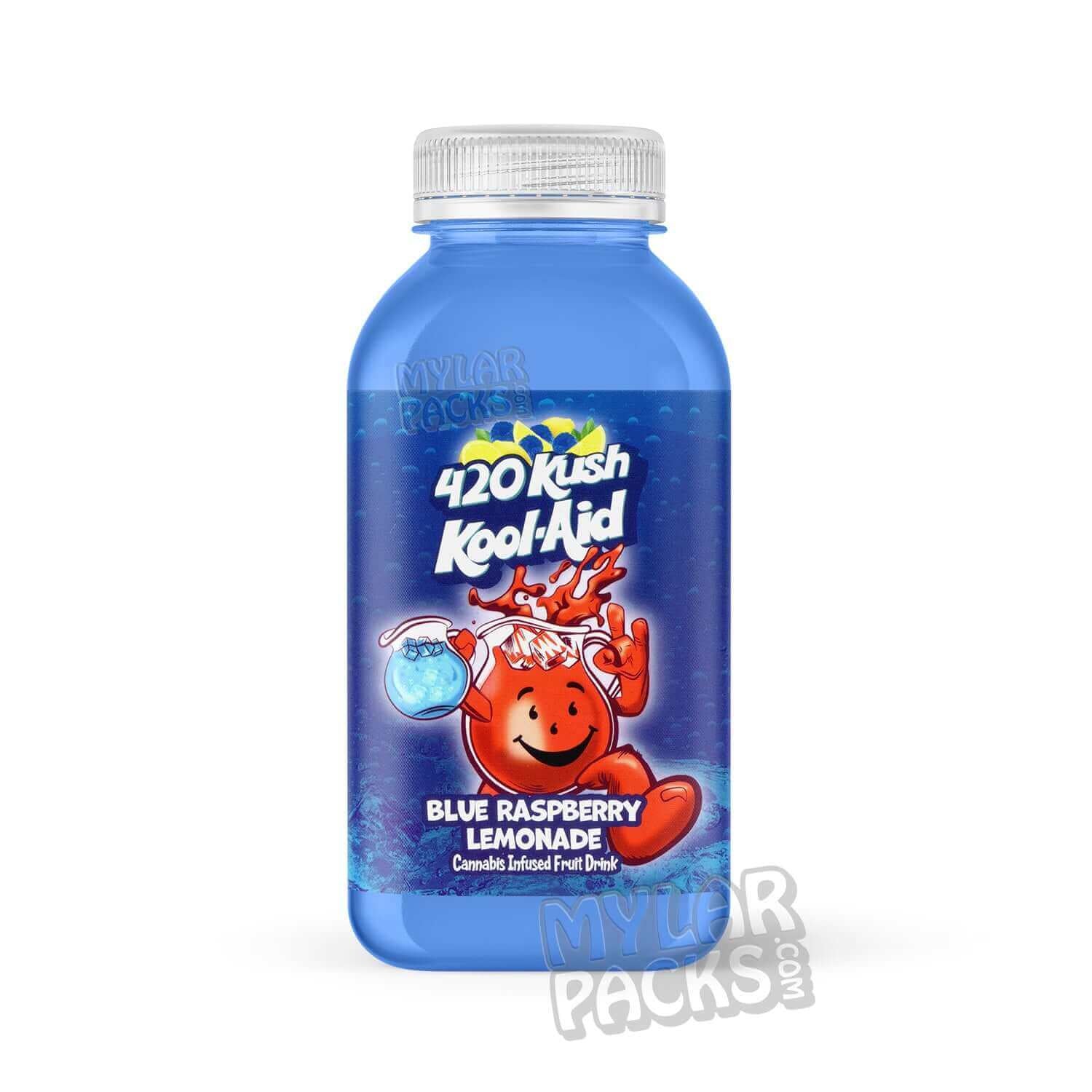 Etiqueta adhesiva envolvente para bebida infusionada con Kool-Aid 420 Kush, limonada de frambuesa azul (500 mg) (15 x 7 cm)