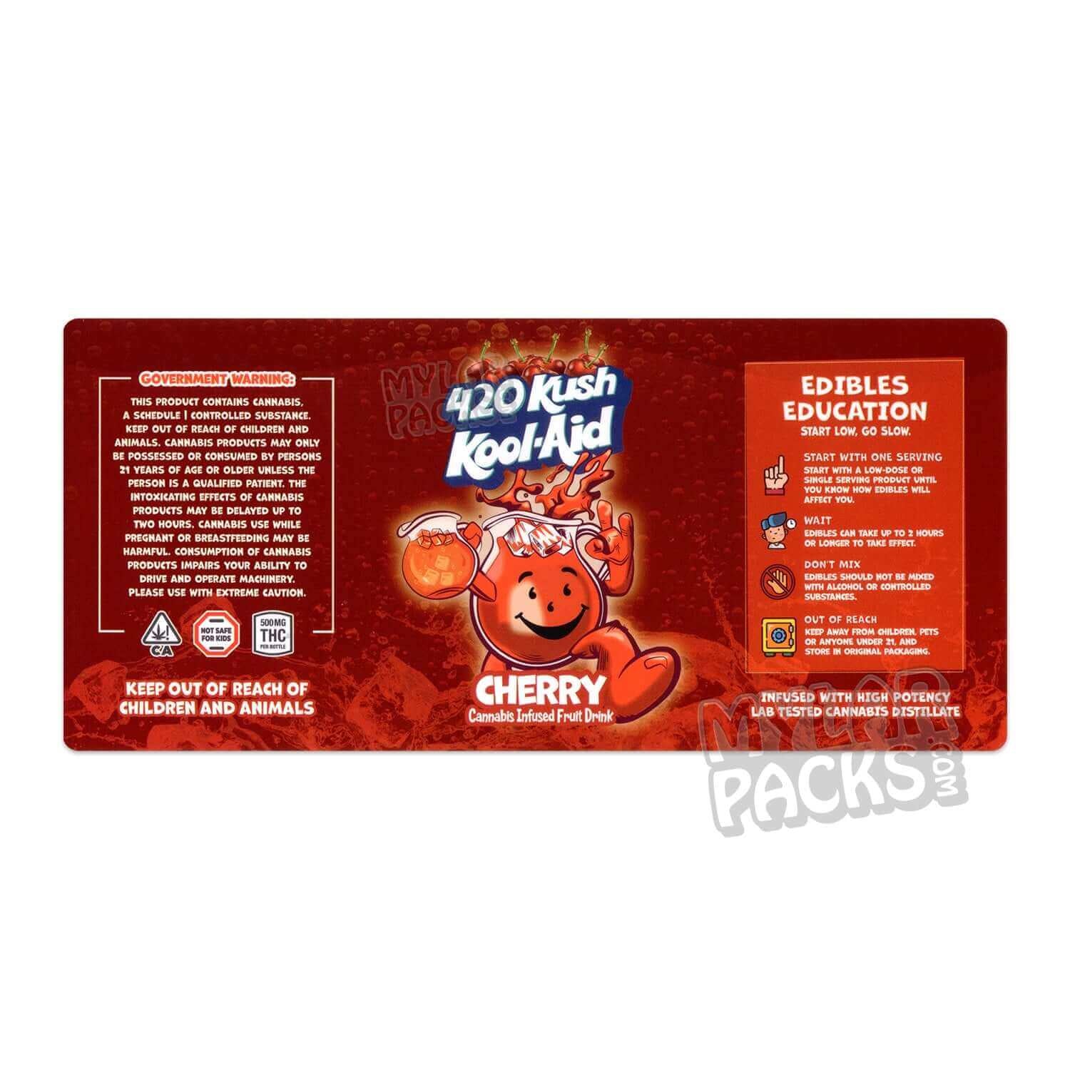 Etiqueta adhesiva envolvente para bebida infusionada con Kool-Aid Cherry 420 Kush de 500 mg (15,24 cm x 7,94 cm)