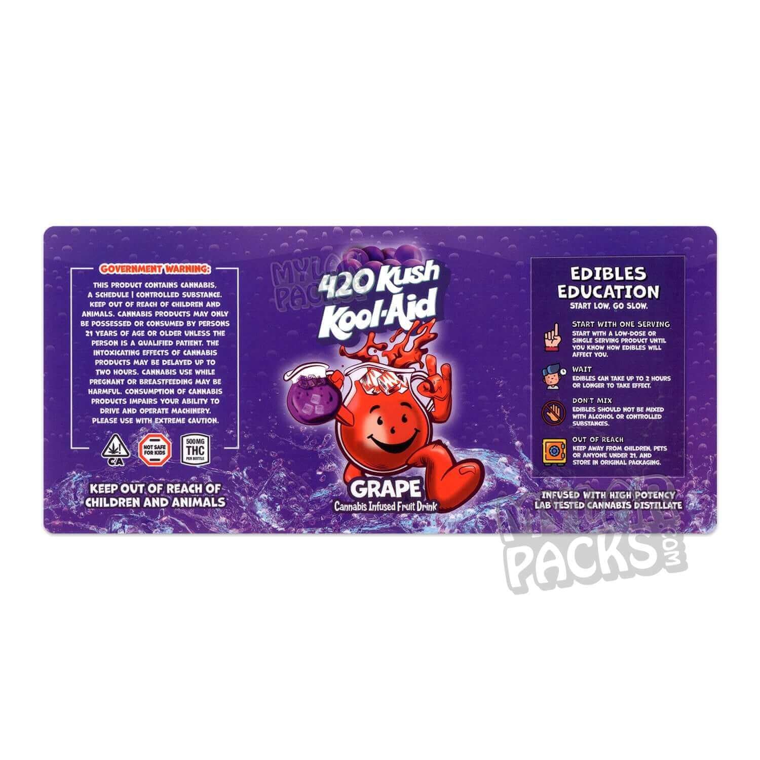 Etiqueta adhesiva envolvente para bebida infusionada con Kool-Aid 420 Kush de uva de 500 mg (15,24 cm x 7,94 cm)