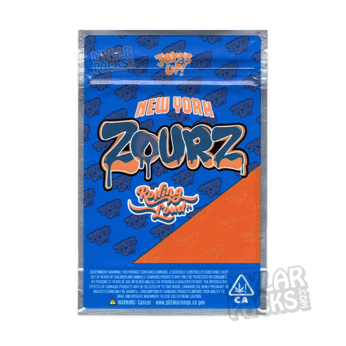 New York Zourz de Joke's Up x Rolling Loud - Bolsa de Mylar vacía de 3,5 g, a prueba de olores, embalaje para flores y hierbas secas