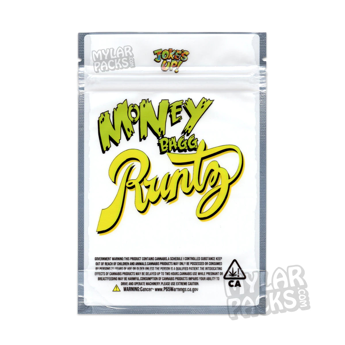 Bolsa de Mylar vacía a prueba de olores Money Bagg Runtz Joke's Up de 3,5 g, embalaje para flores y hierbas secas