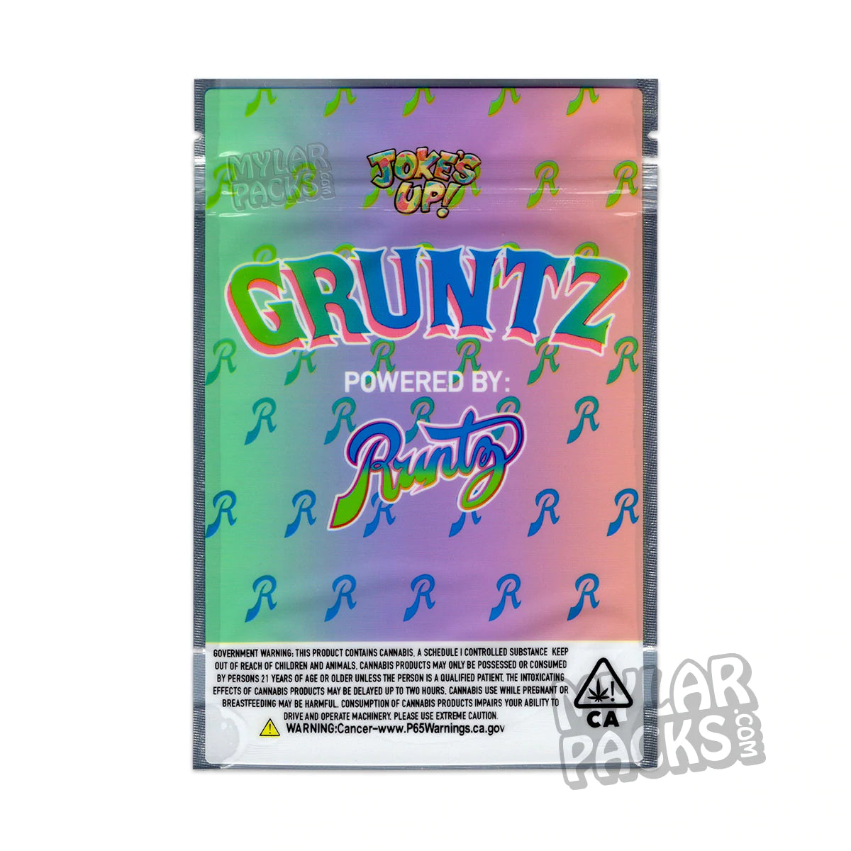 Gruntz Powered Runtz de Joke's Up, bolsa de mylar vacía de 3,5 g, embalaje para flores y hierbas secas
