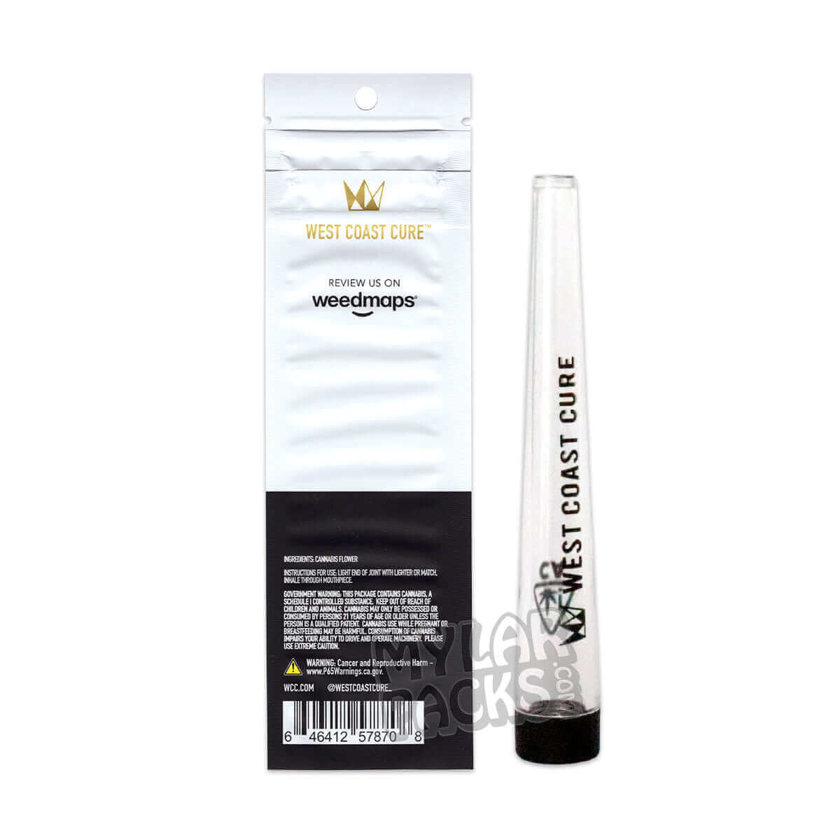 SFV OG Single Preroll Empty White WCC with Hard Plastic Tube Herb Packaging