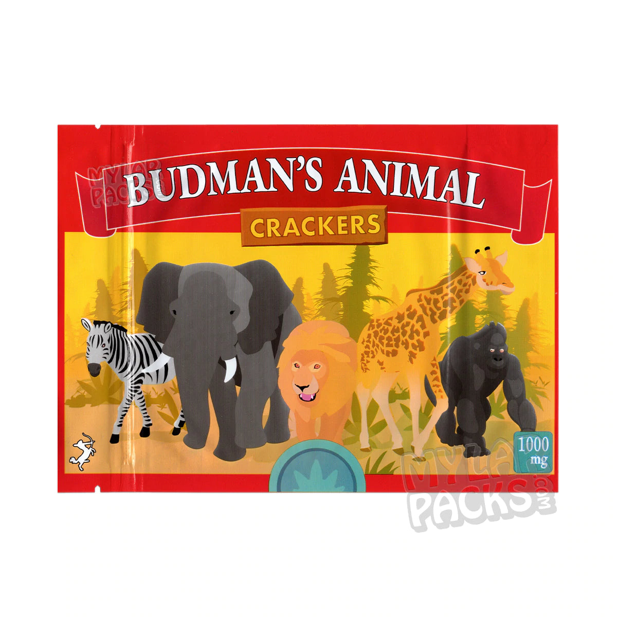 Galletas Budman's Animal Crackers de 1000 mg, vacías, comestibles, bolsas de Mylar, galletas, snacks, empaques