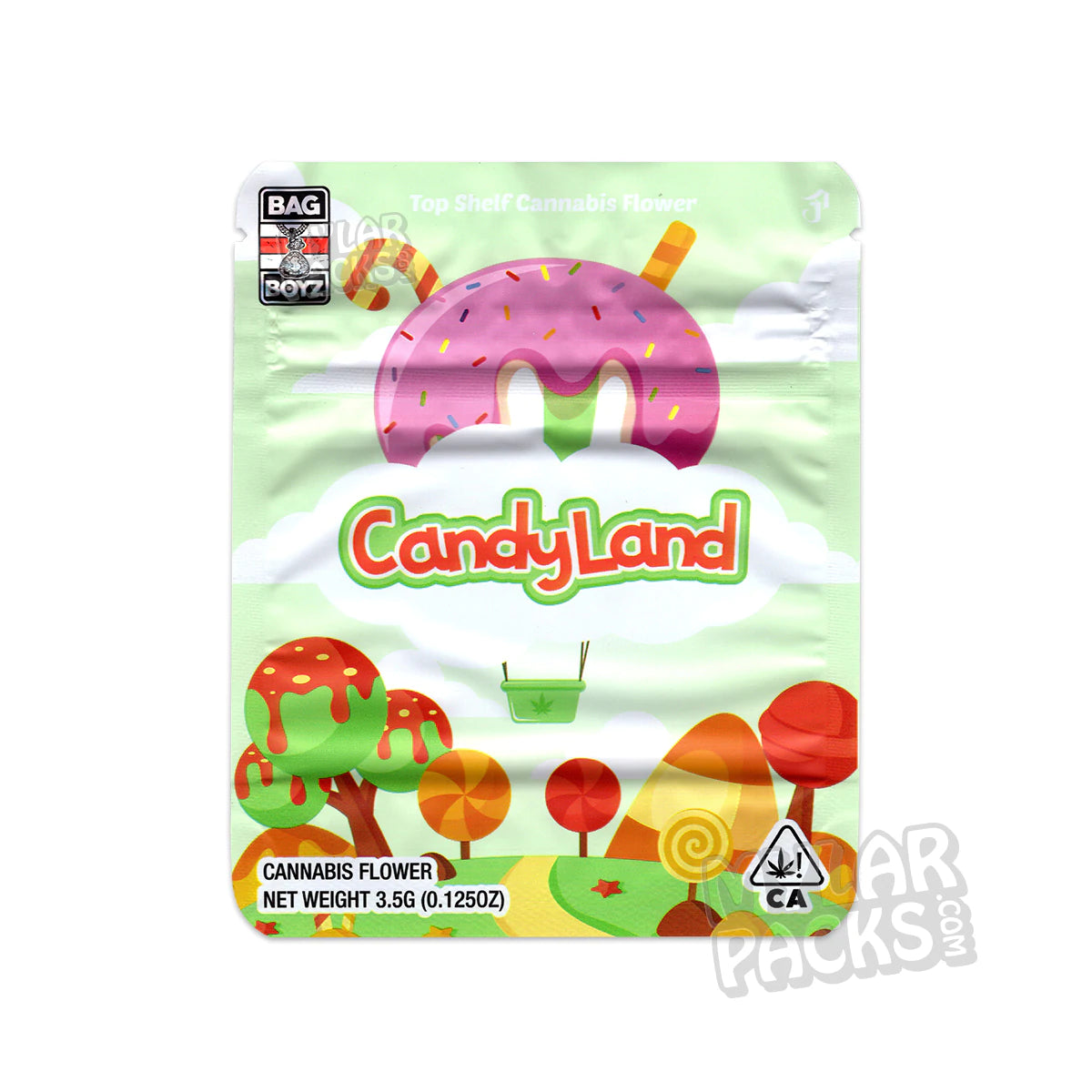 Bolsa vacía de Mylar de 3,5 g para flores y hierbas secas de Candyland de Bag Boyz