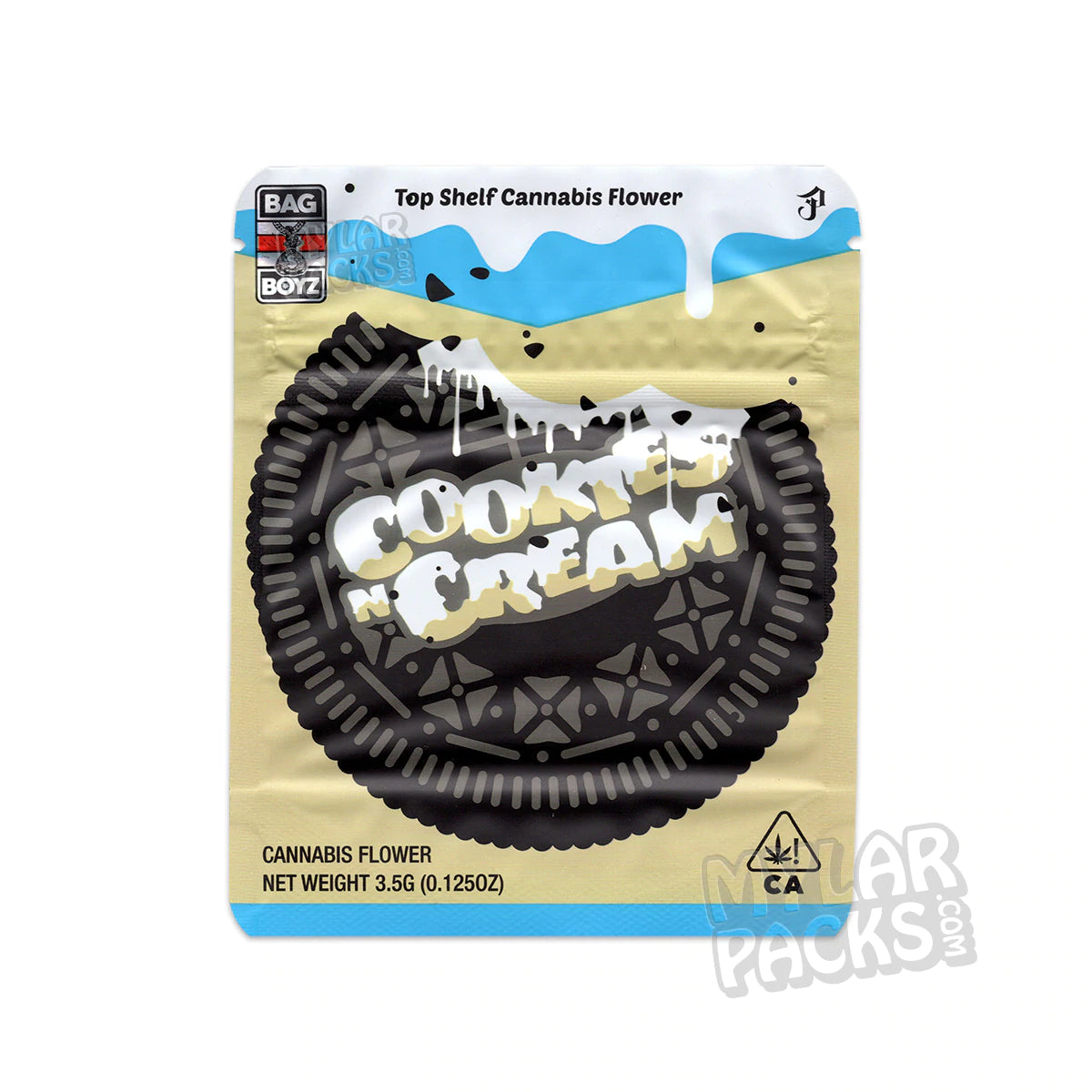 Bolsa vacía de Mylar para galletas y crema Bag Boyz de 3,5 g, para flores y hierbas secas