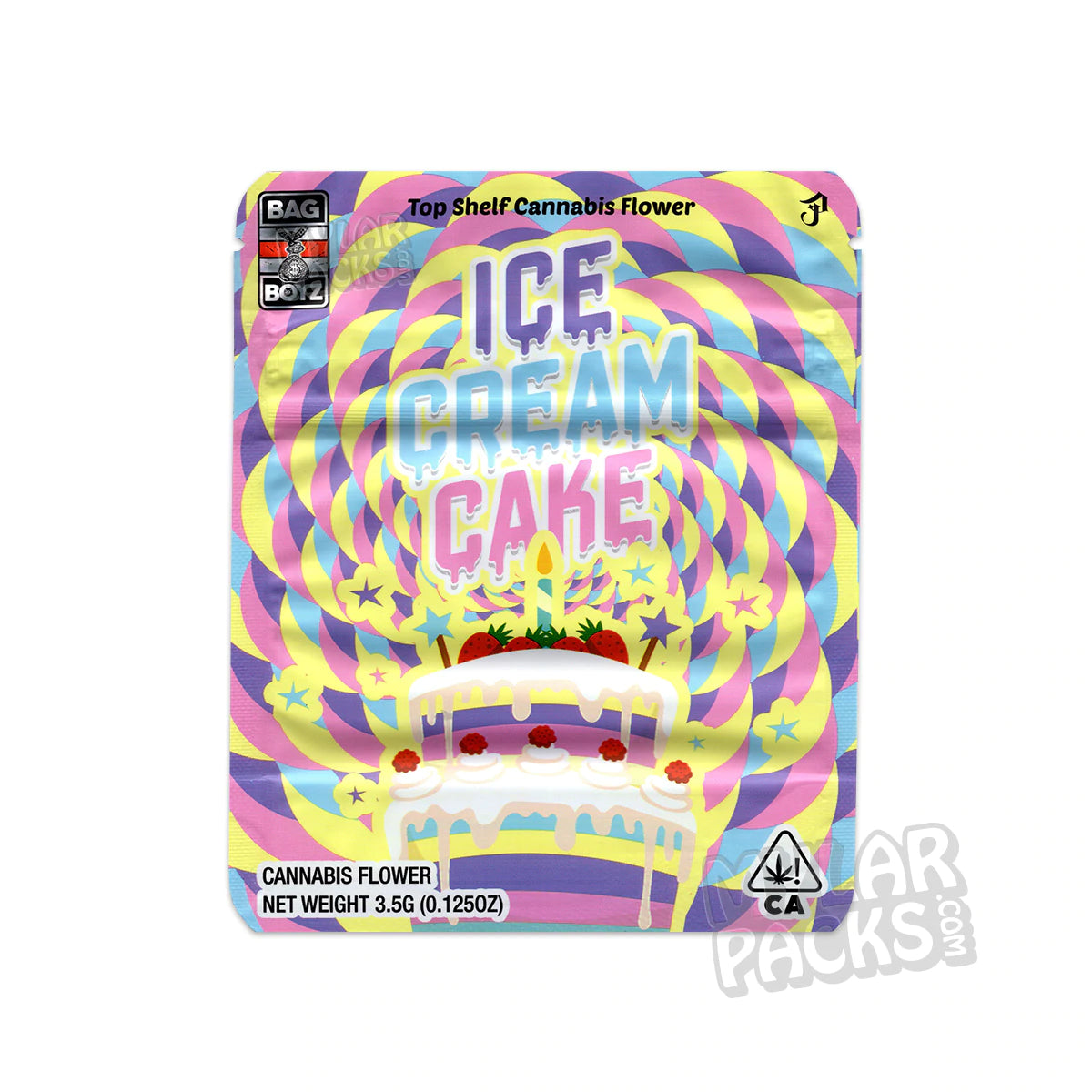 Pastel de helado Bag Boyz de 3,5 g, bolsa de mylar vacía, embalaje para flores y hierbas secas