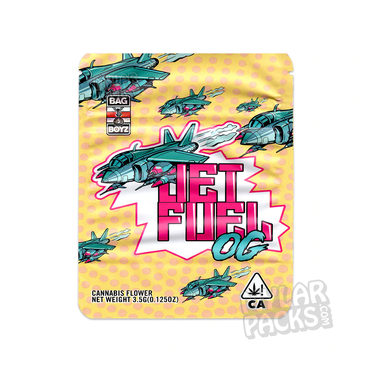 Bolsa vacía de Mylar para combustible para aviones Bag Boyz de 3,5 g, para flores y hierbas secas