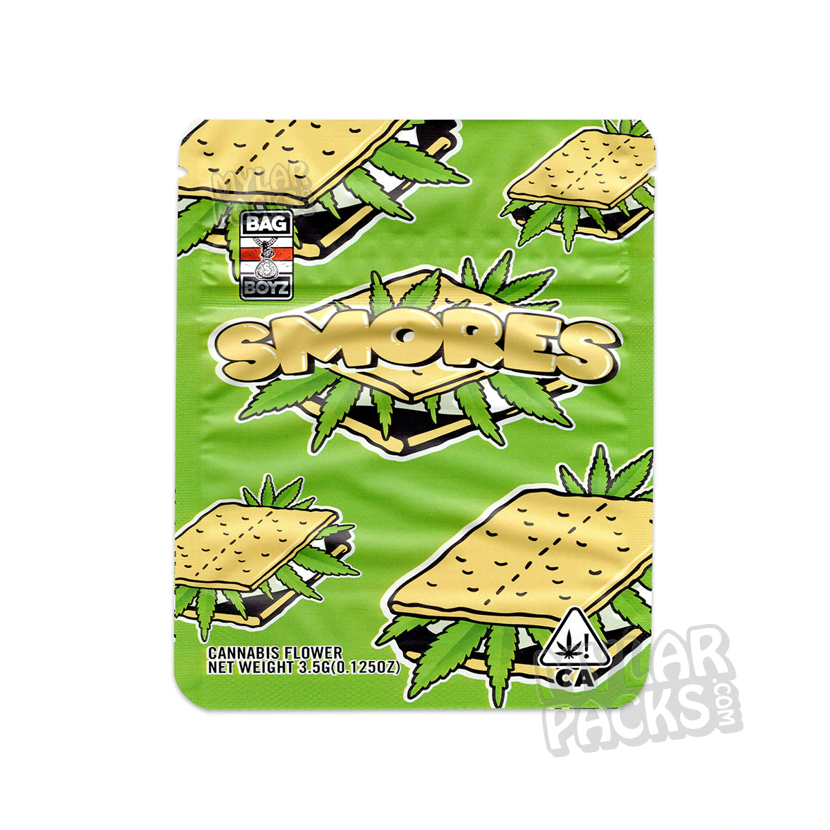 Bolsa vacía de Mylar Bag Boyz Smores de 3,5 g, embalaje para flores y hierbas secas
