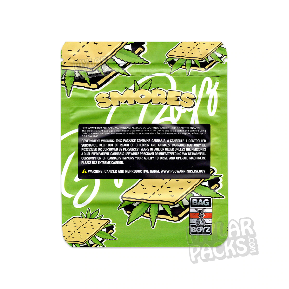 Bolsa vacía de Mylar Bag Boyz Smores de 3,5 g, embalaje para flores y hierbas secas