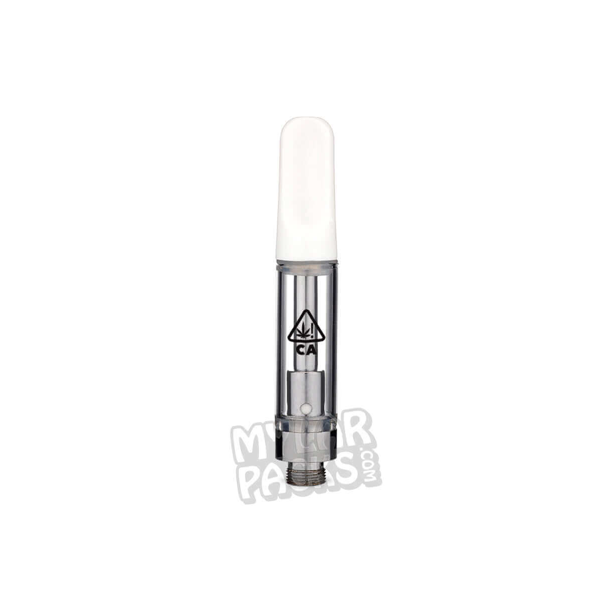 CA State Warning Ceramic Ccell Carts with Plastic Tube and Customizable Strain Sticker (1" x 2")