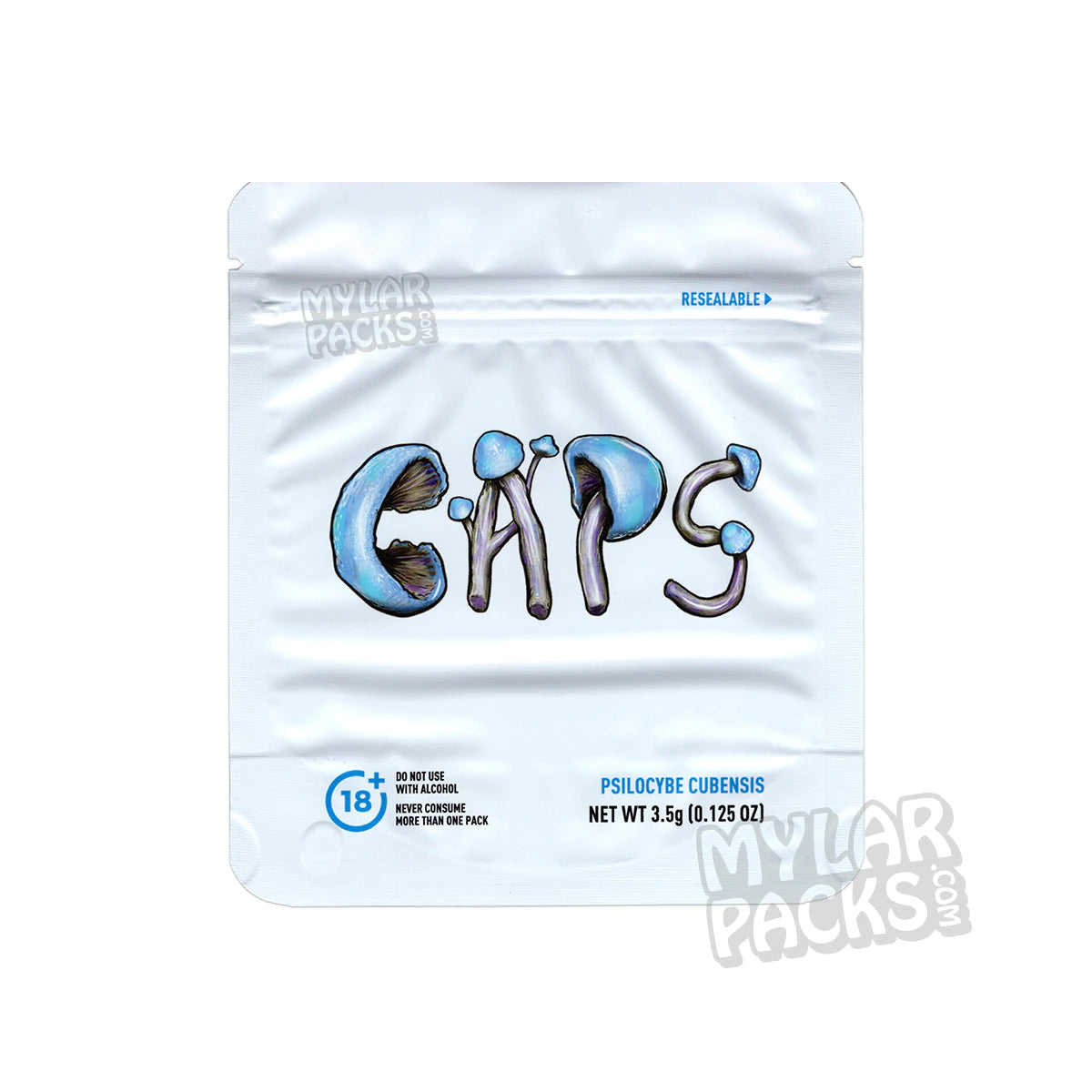 Bolsas vacías de Mylar de Psilocybe Cubensis para hongos mágicos.