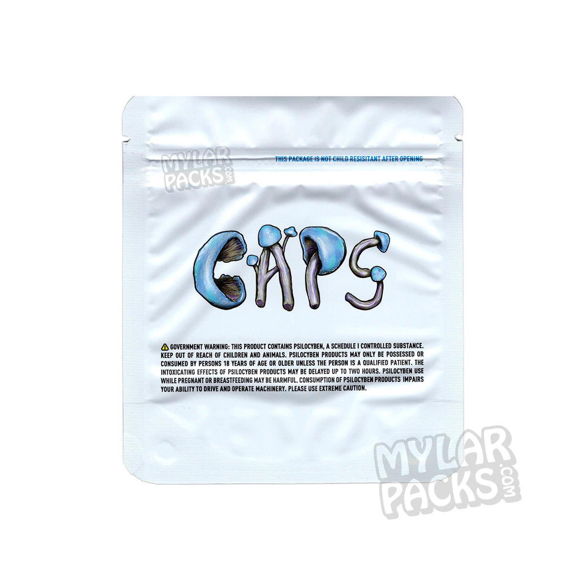 Bolsas vacías de Mylar de Psilocybe Cubensis para hongos mágicos.