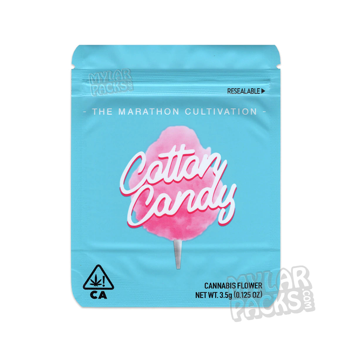 Algodón de azúcar de Marathon, bolsa de mylar vacía de 3,5 g, embalaje para flores y hierbas secas.