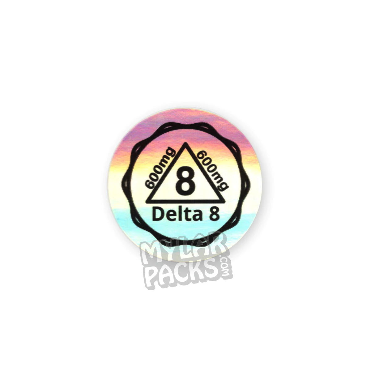 Delta 8 / D8 - 600mg Preprinted Hologram Sticker (1" Round)
