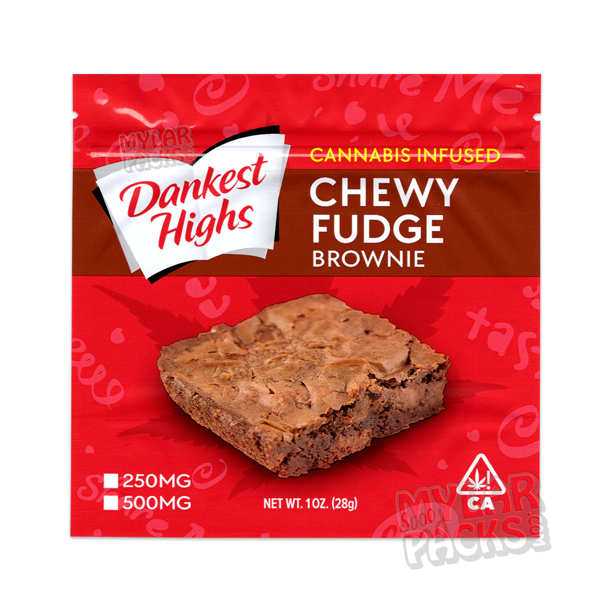 Brownies de dulce de azúcar masticables Dankest Highs de 250 mg/500 mg, bolsas de Mylar vacías, empaque para refrigerios